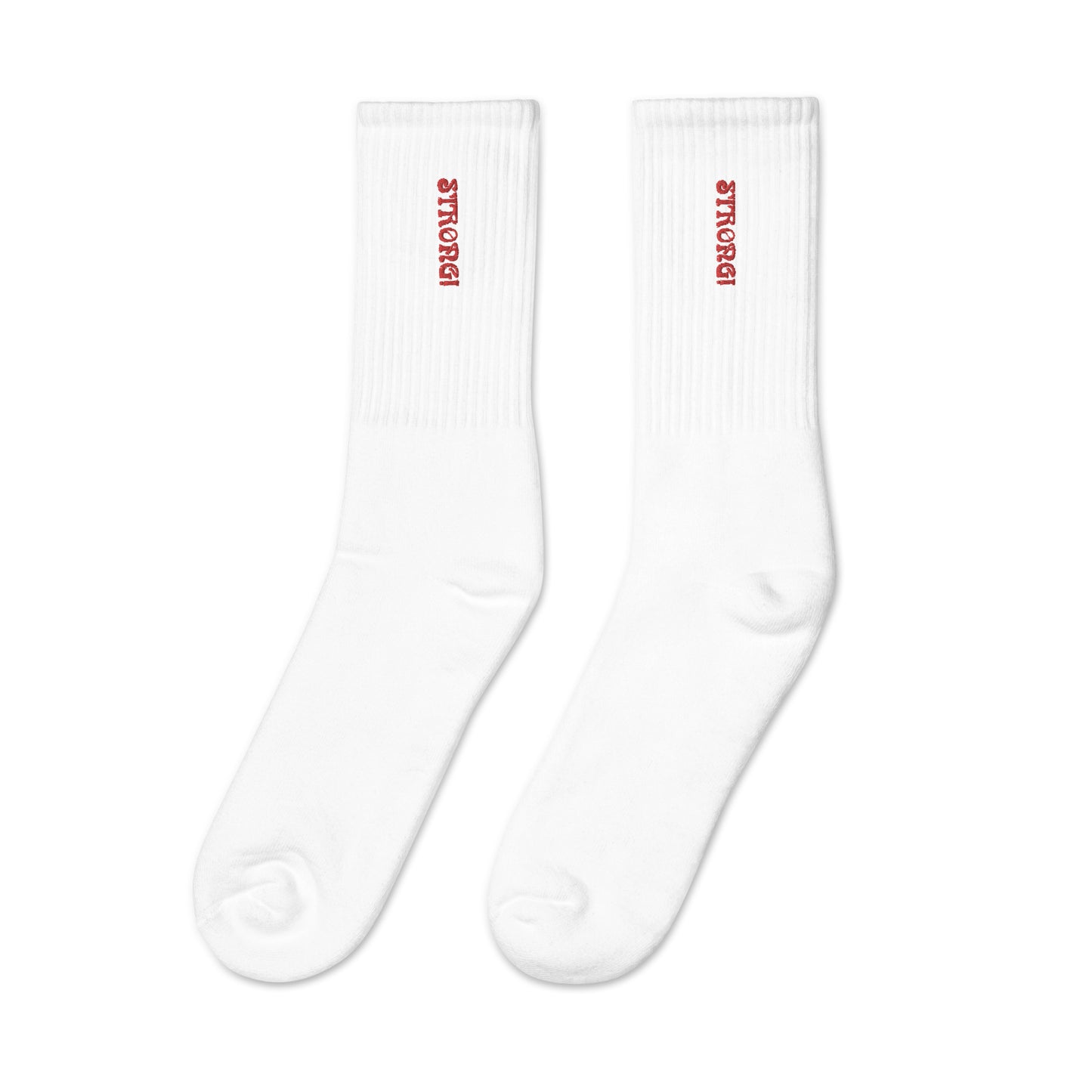 “STRONG!”Embroidered Socks W/Red Font