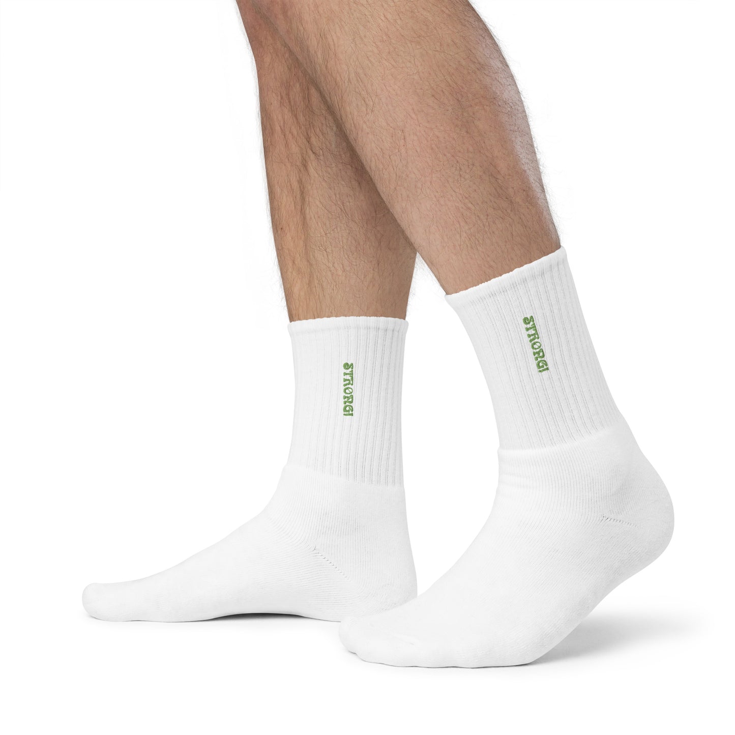 “STRONG!”Embroidered Socks W/Lime Font