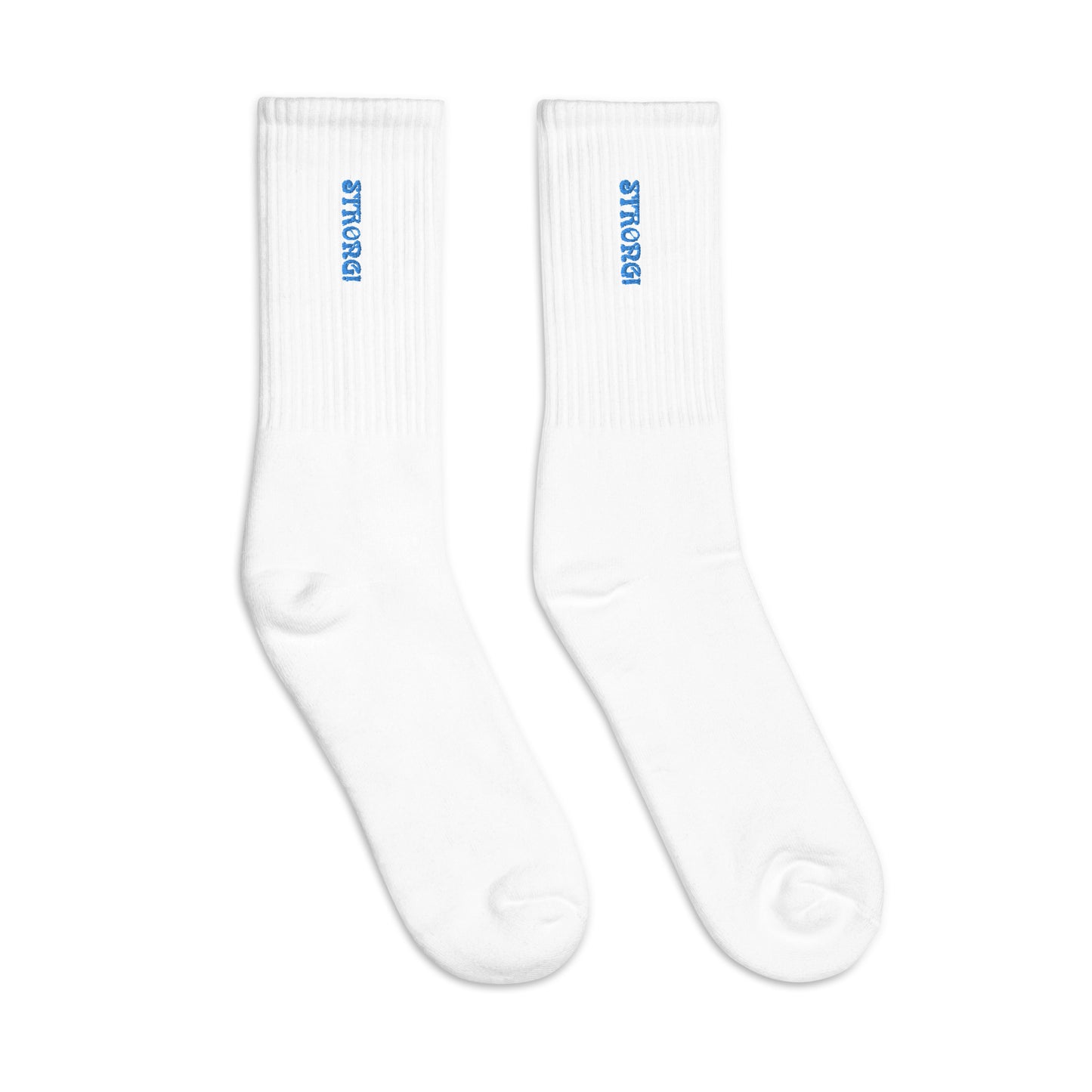 “STRONG!”Embroidered Socks W/SkyBlue Font