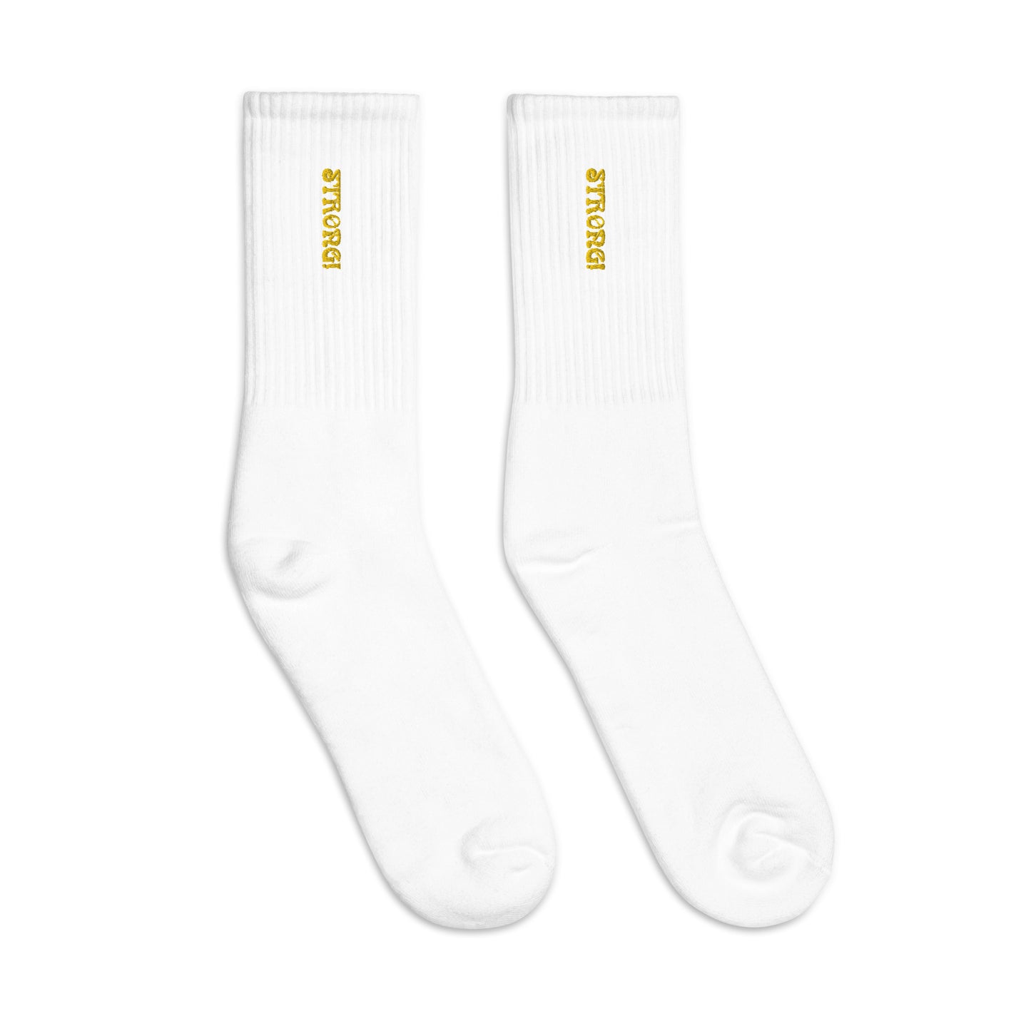 “STRONG!”Embroidered Socks W/Yellow Font