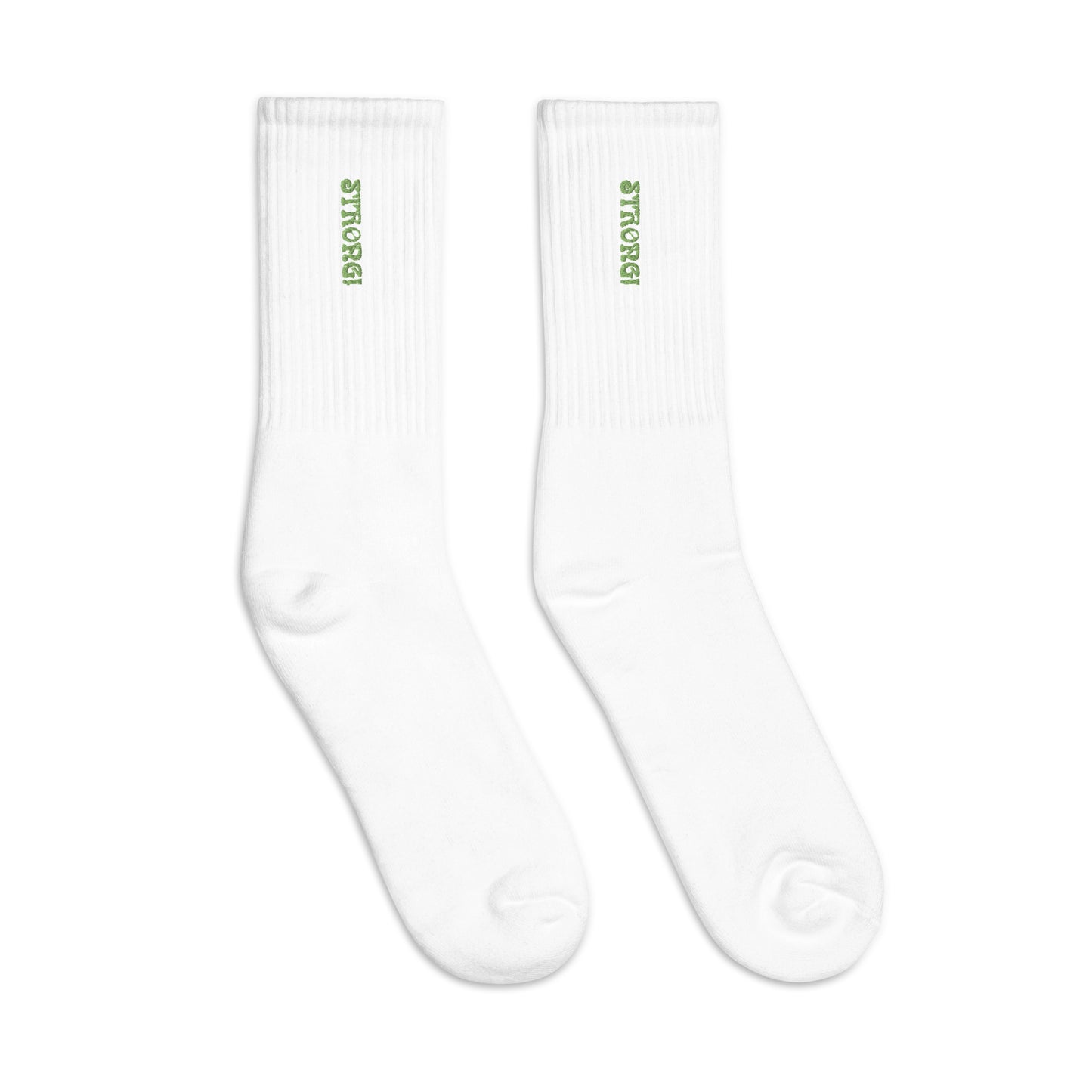“STRONG!”Embroidered Socks W/Lime Font