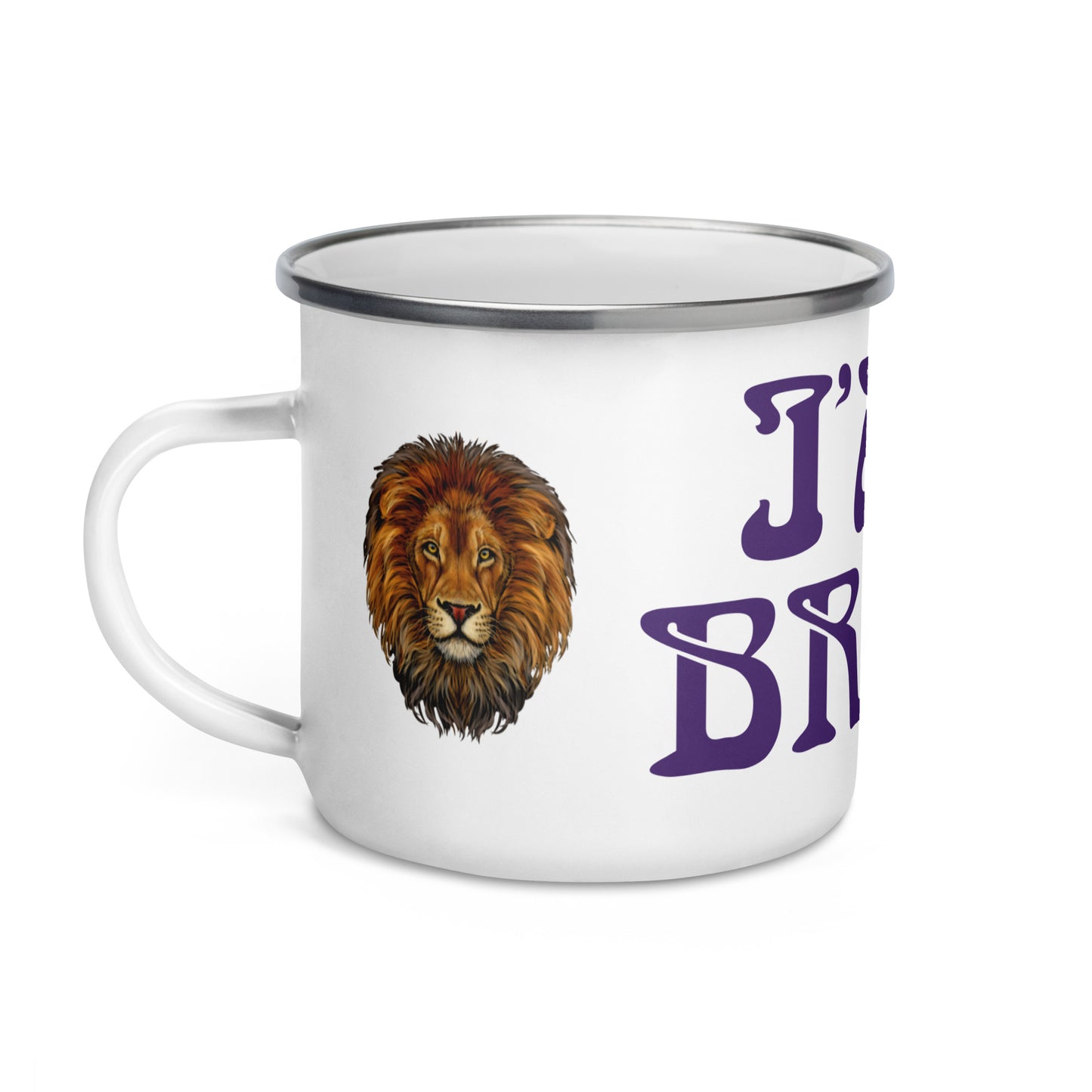 “I’AM BRAVE!”Enamel Mug W/Purple Font