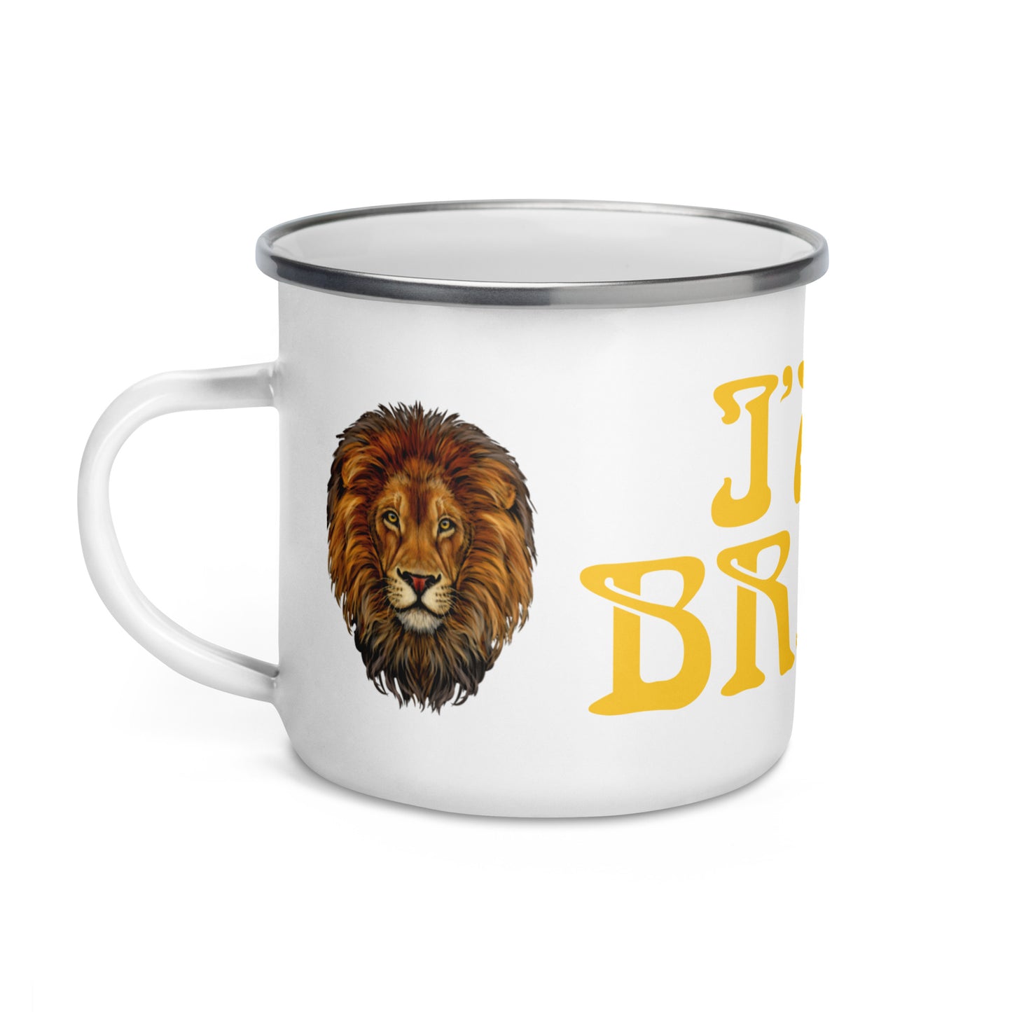 “I’AM BRAVE!”Enamel Mug W/Yellow Font
