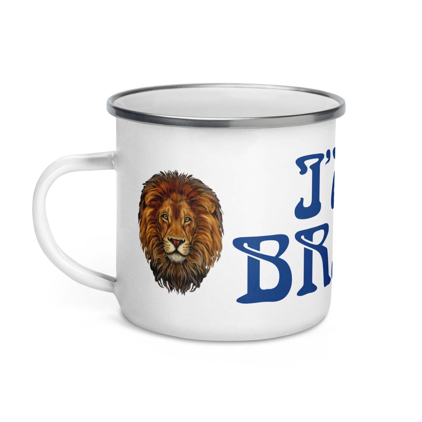 “I’AM BRAVE!”Enamel Mug W/Blue Font