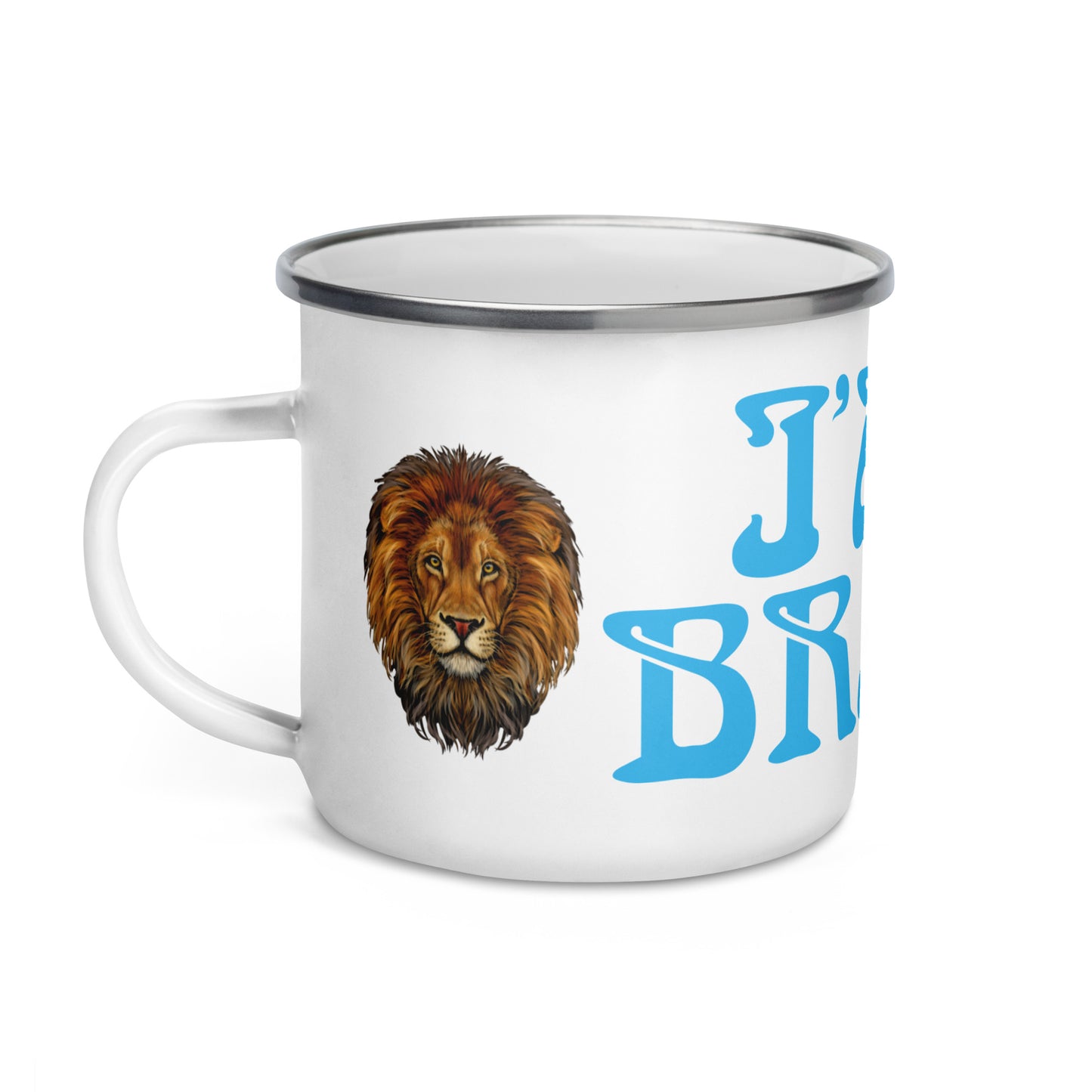 “I’AM BRAVE!”Enamel Mug W/SkyBlue Font