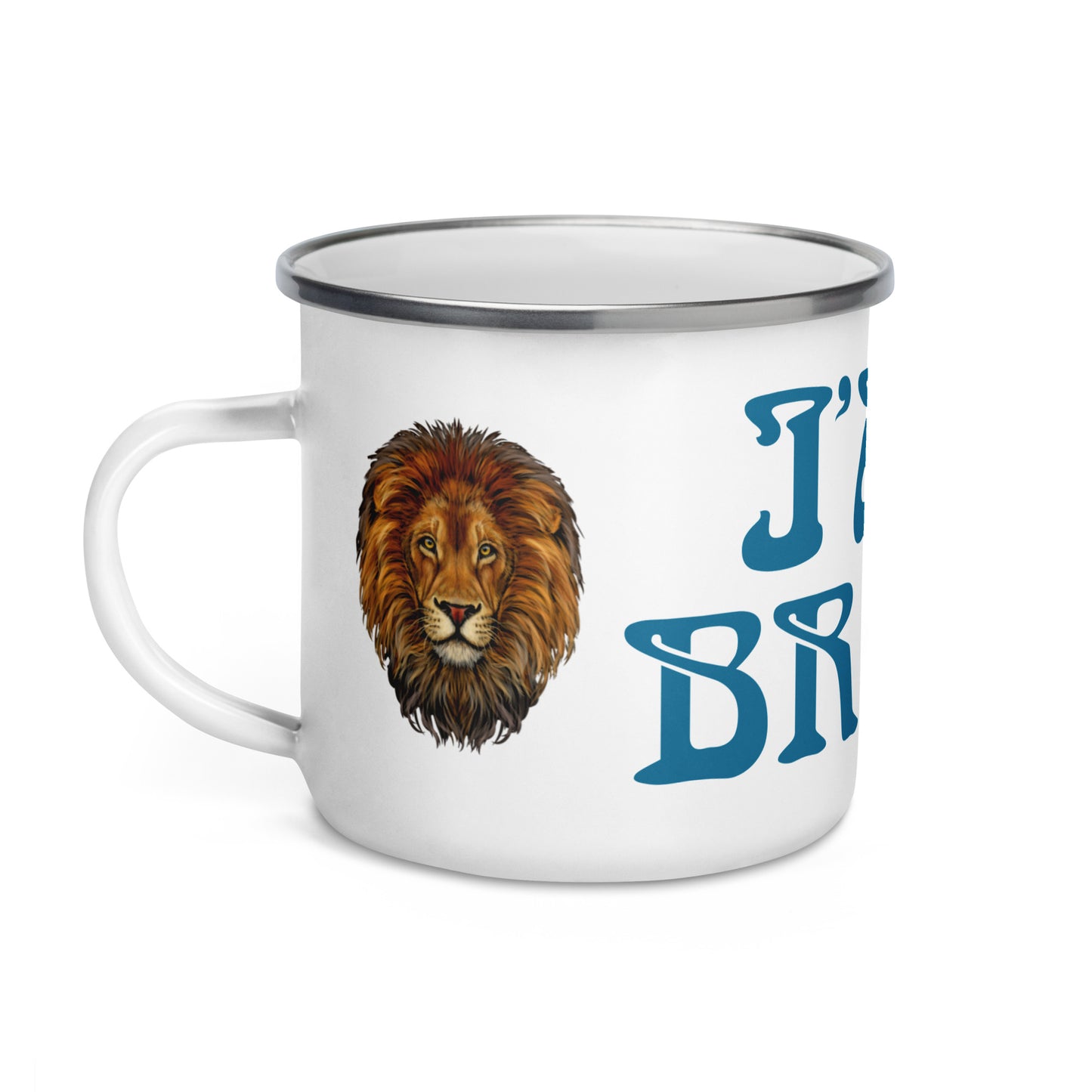 “I’AM BRAVE!”Enamel Mug W/Cerulean Font