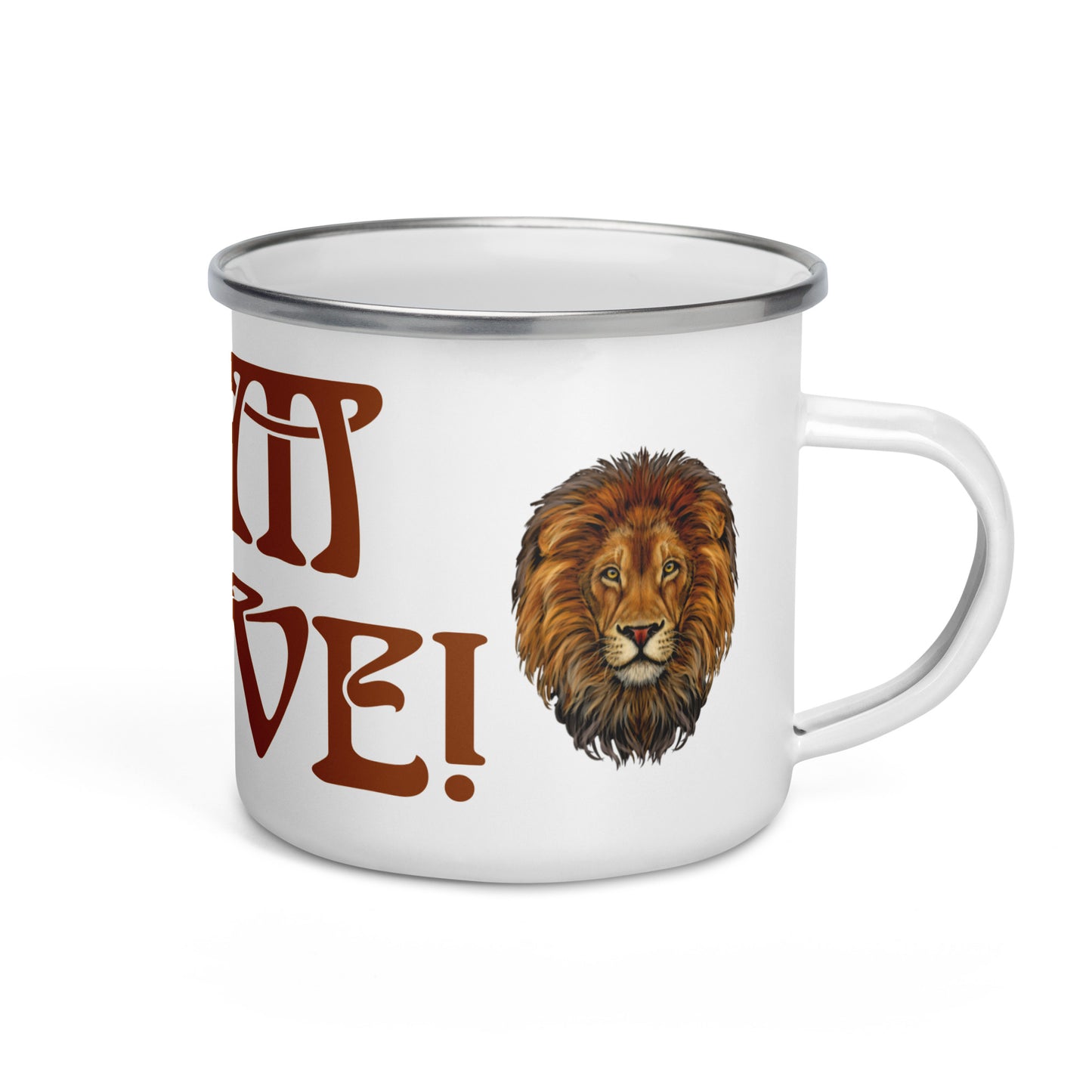 “I’AM BRAVE!”Enamel Mug W/Brown Font