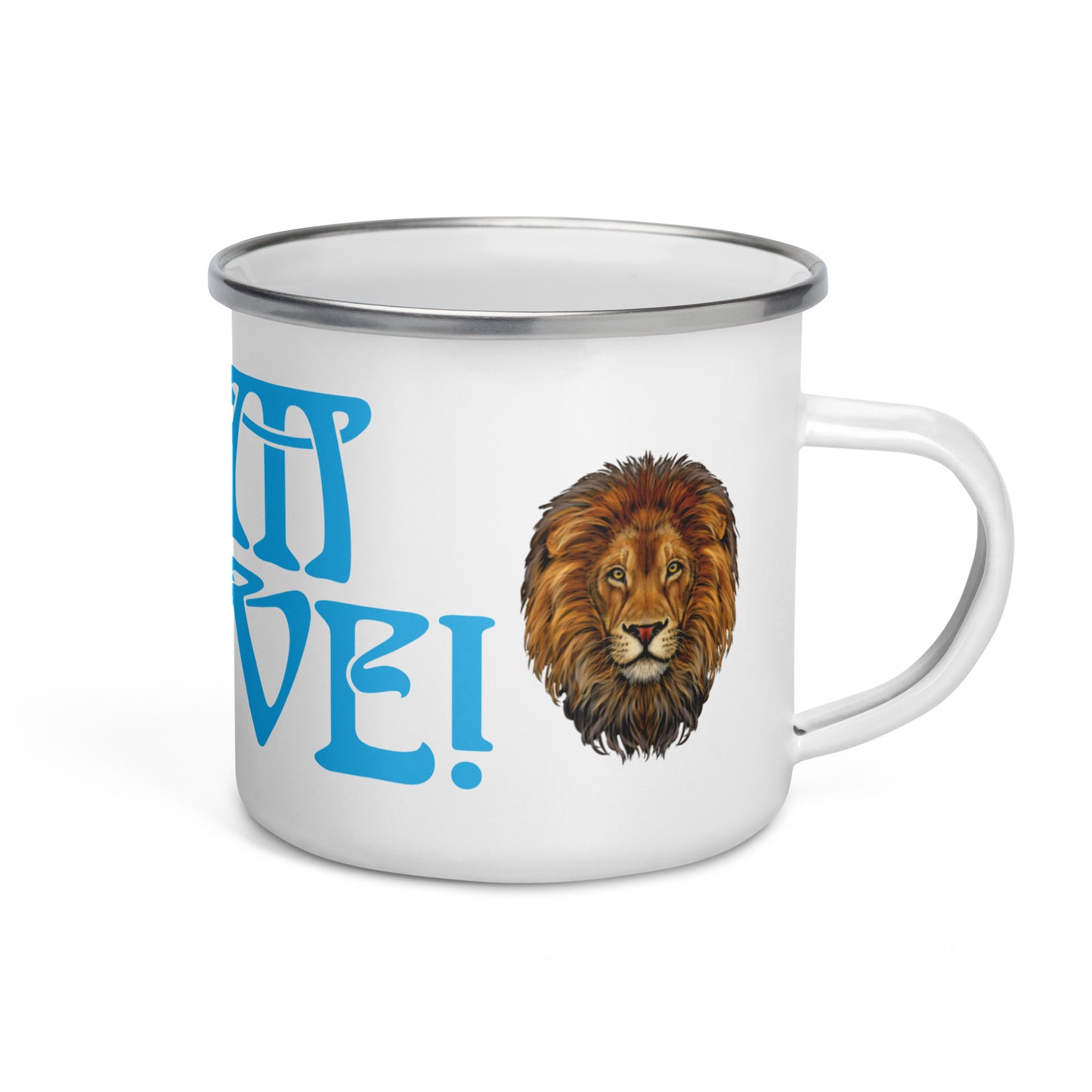 “I’AM BRAVE!”Enamel Mug W/SkyBlue Font