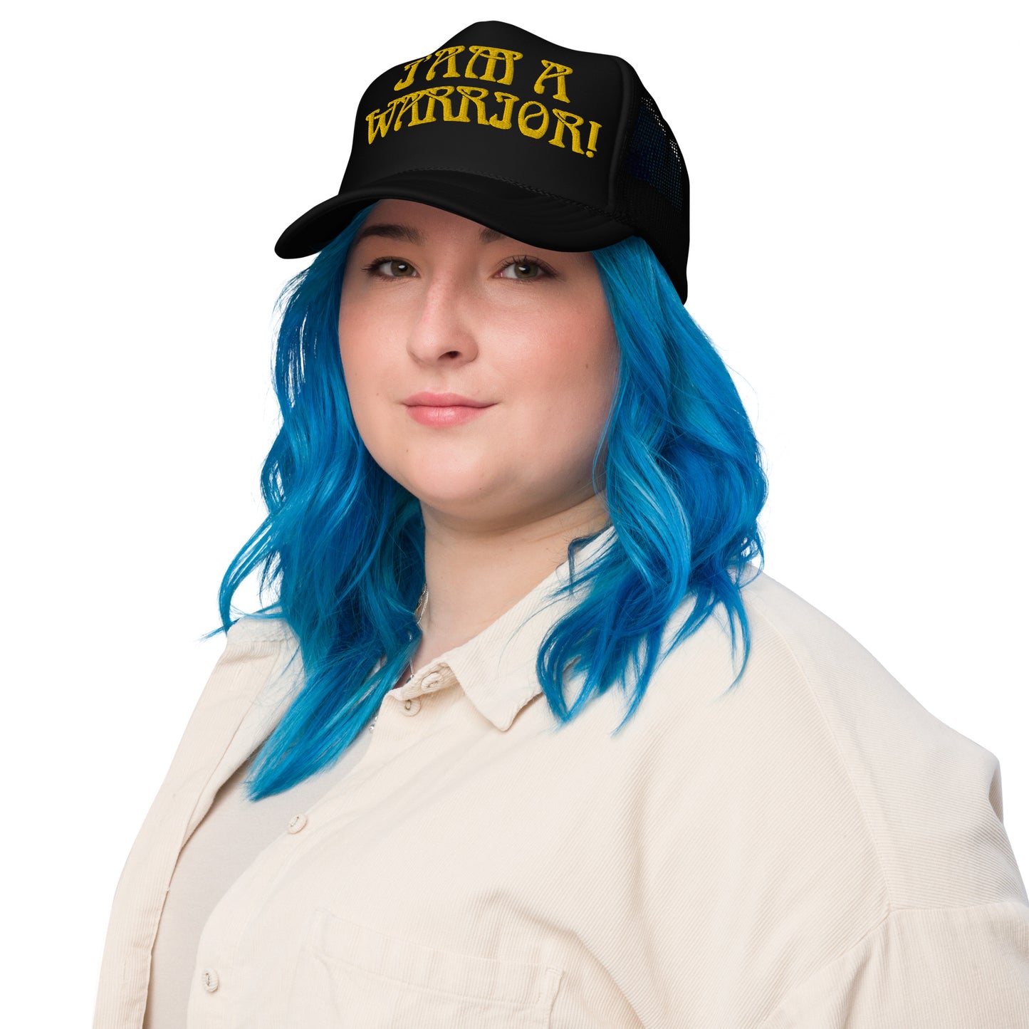 “I’AM A WARRIOR!” Foam Trucker Hat W/Yellow Font