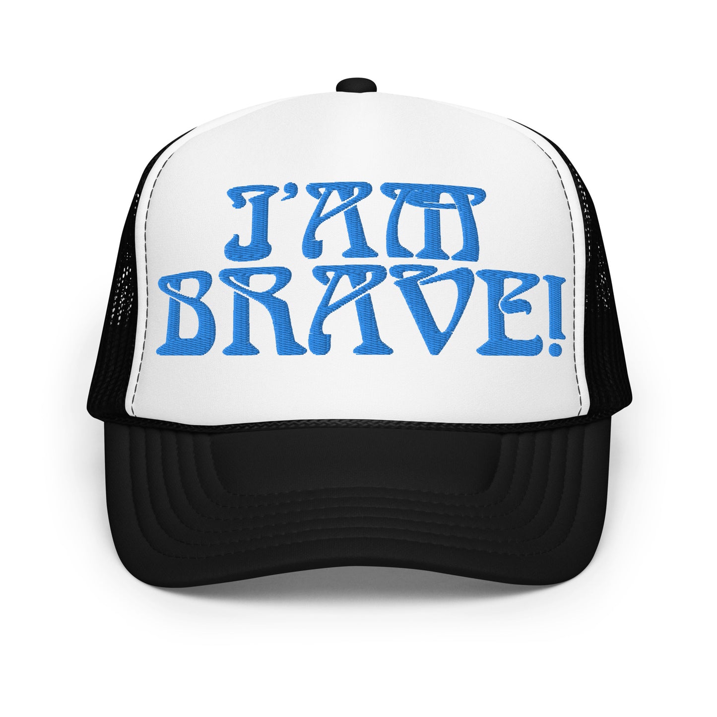 “I’AM BRAVE!”Foam Trucker Hat W/SkyBlue Font