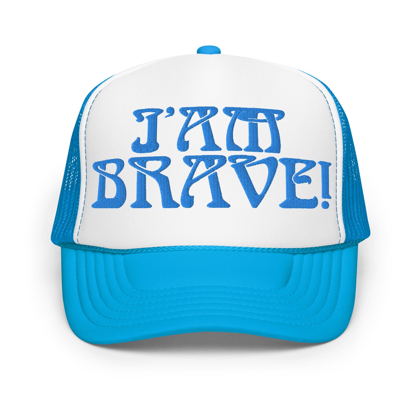 “I’AM BRAVE!”Foam Trucker Hat W/SkyBlue Font