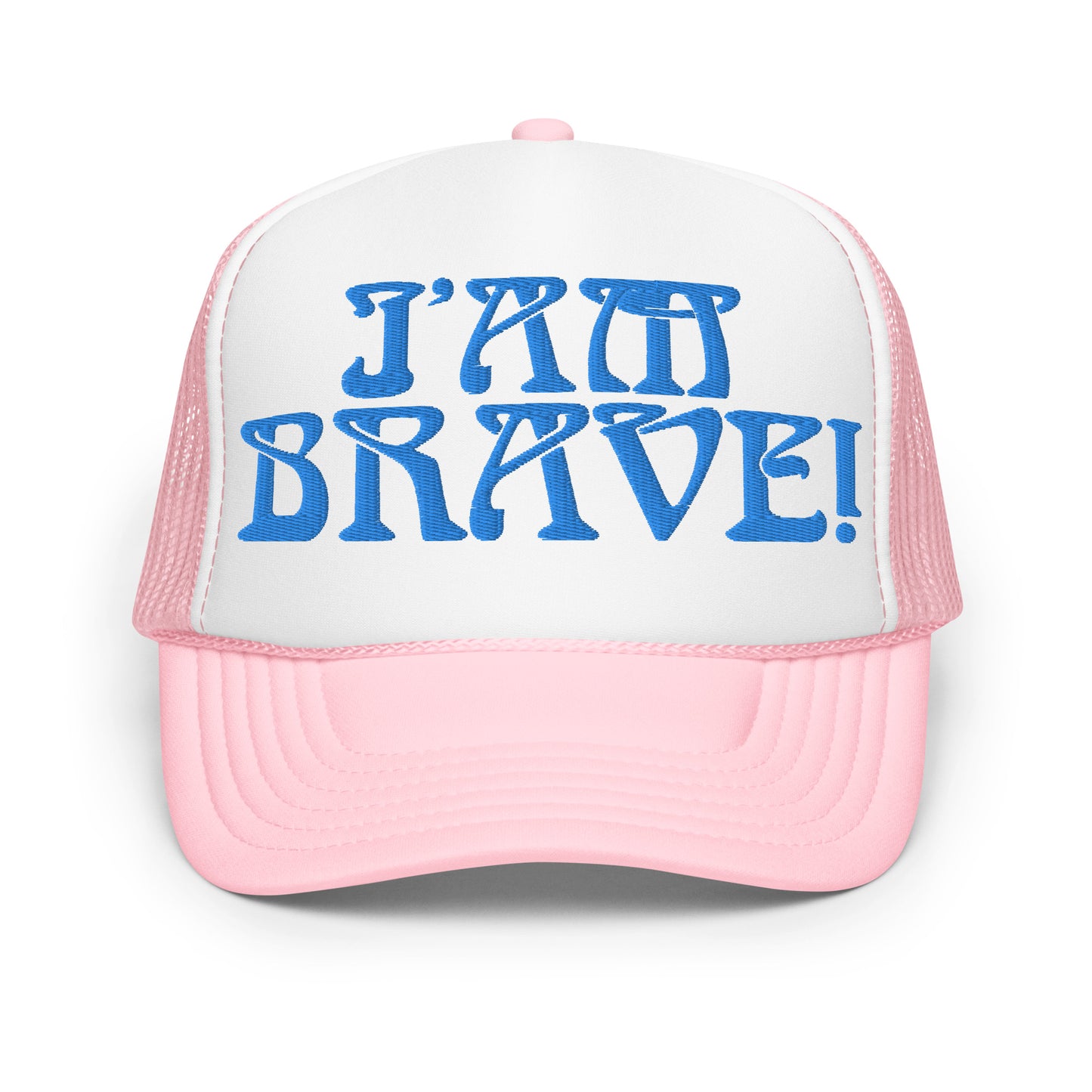 “I’AM BRAVE!”Foam Trucker Hat W/SkyBlue Font