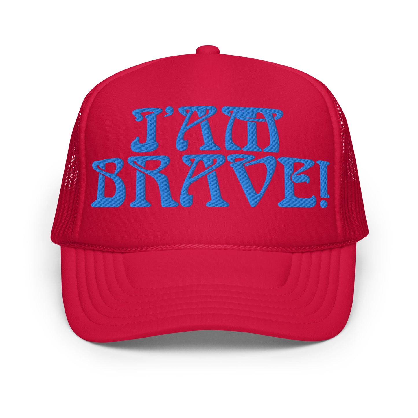 “I’AM BRAVE!”Foam Trucker Hat W/SkyBlue Font