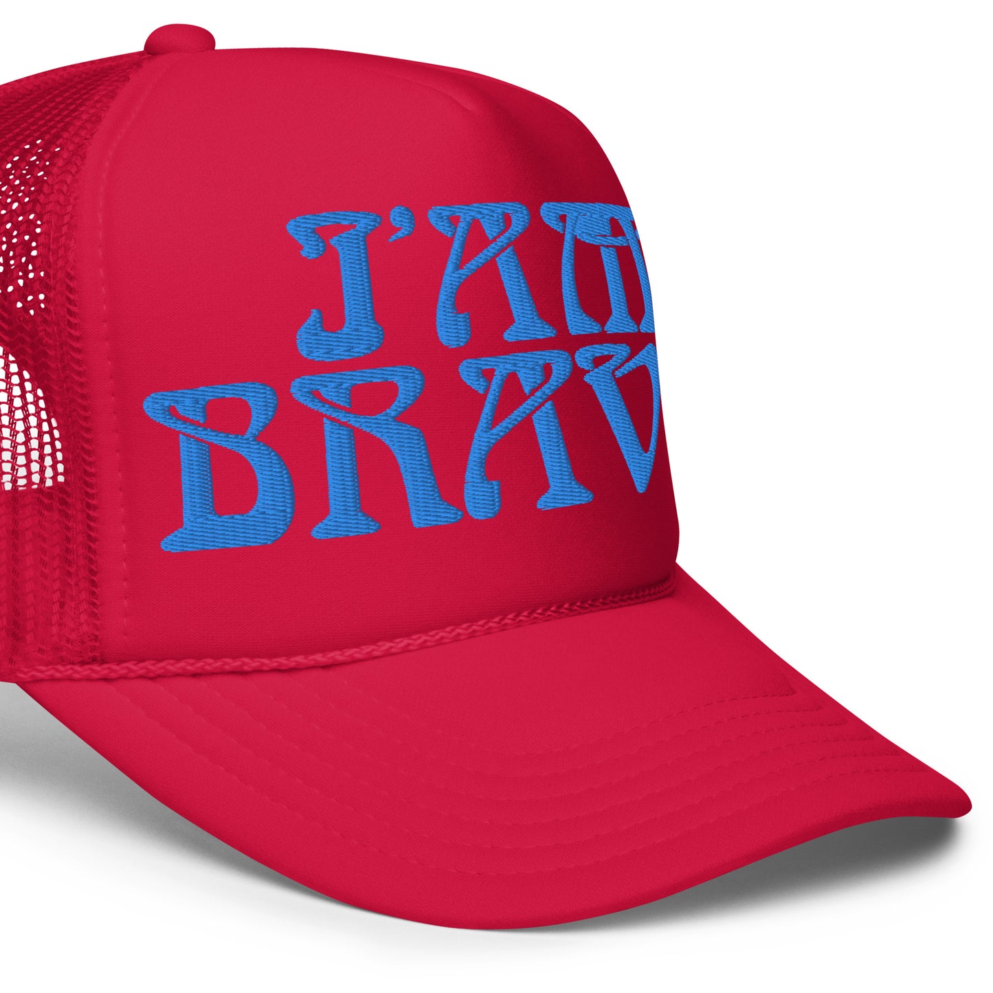 “I’AM BRAVE!”Foam Trucker Hat W/SkyBlue Font