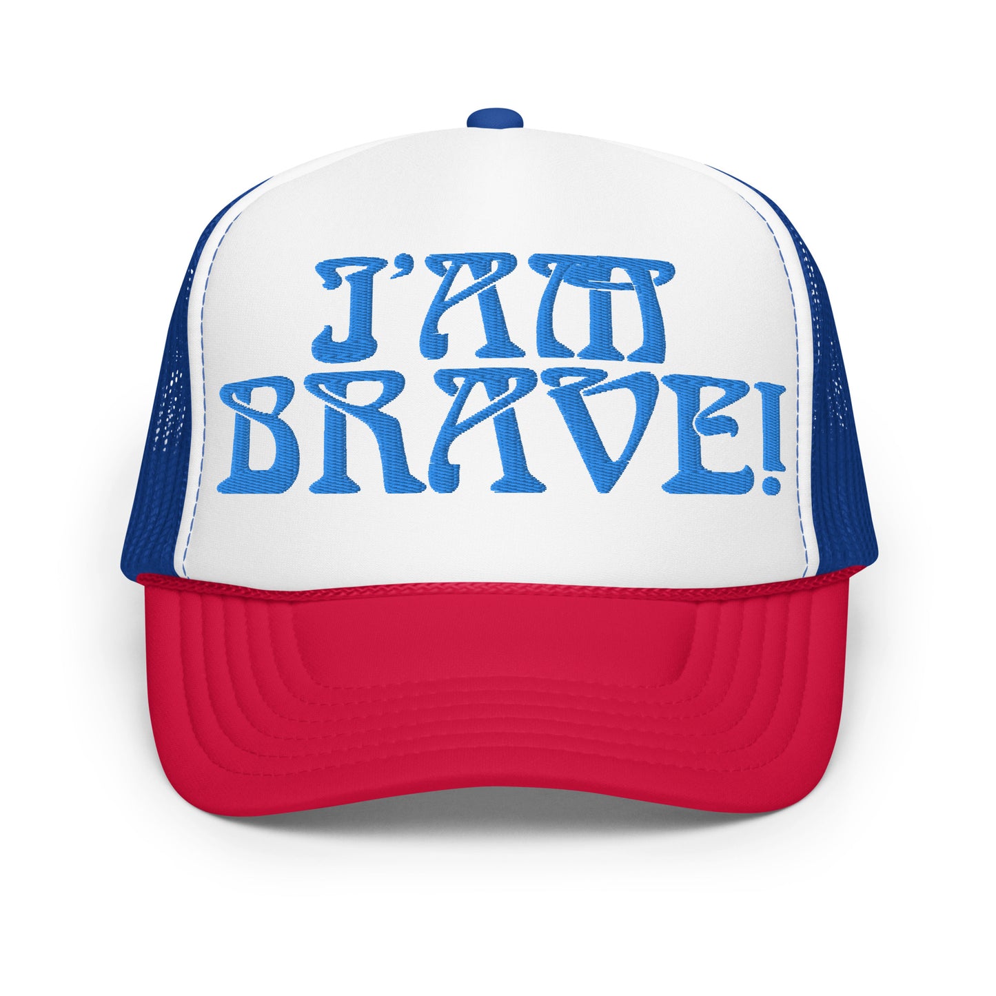 “I’AM BRAVE!”Foam Trucker Hat W/SkyBlue Font