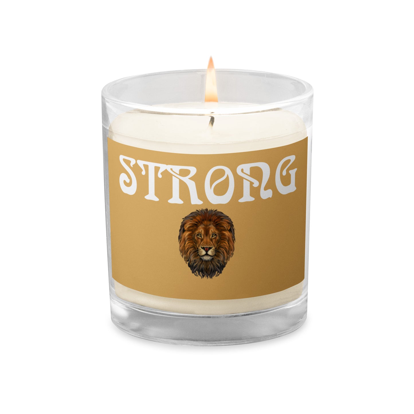 “STRONG”Fawn Glass Jar Soy Wax Candle W/White Font (Unscented)