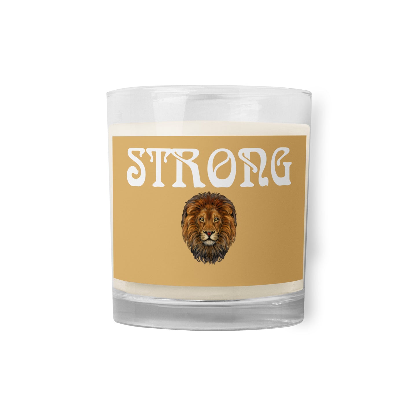 “STRONG”Fawn Glass Jar Soy Wax Candle W/White Font (Unscented)