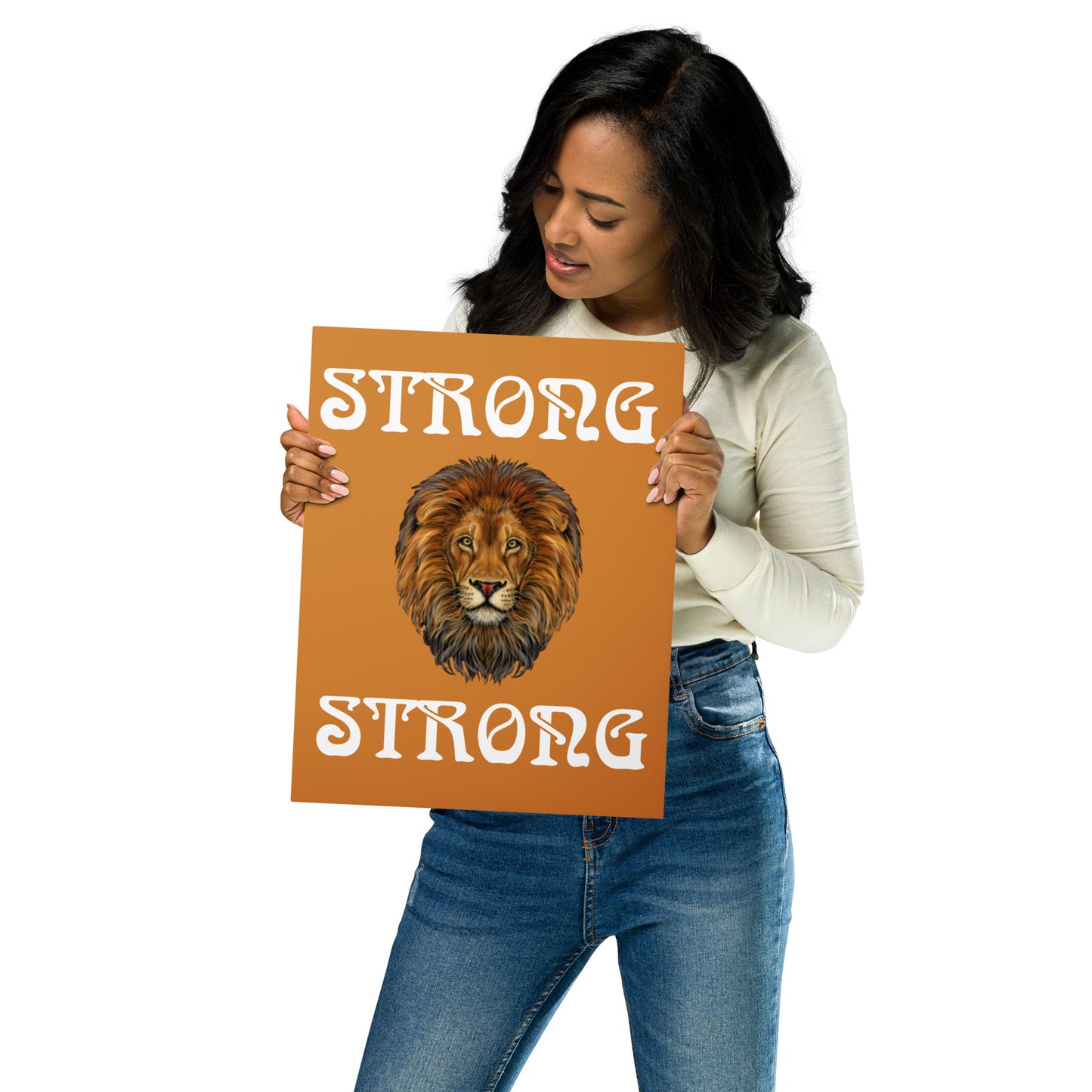 “STRONG”Bronze Metal Prints W/White Font