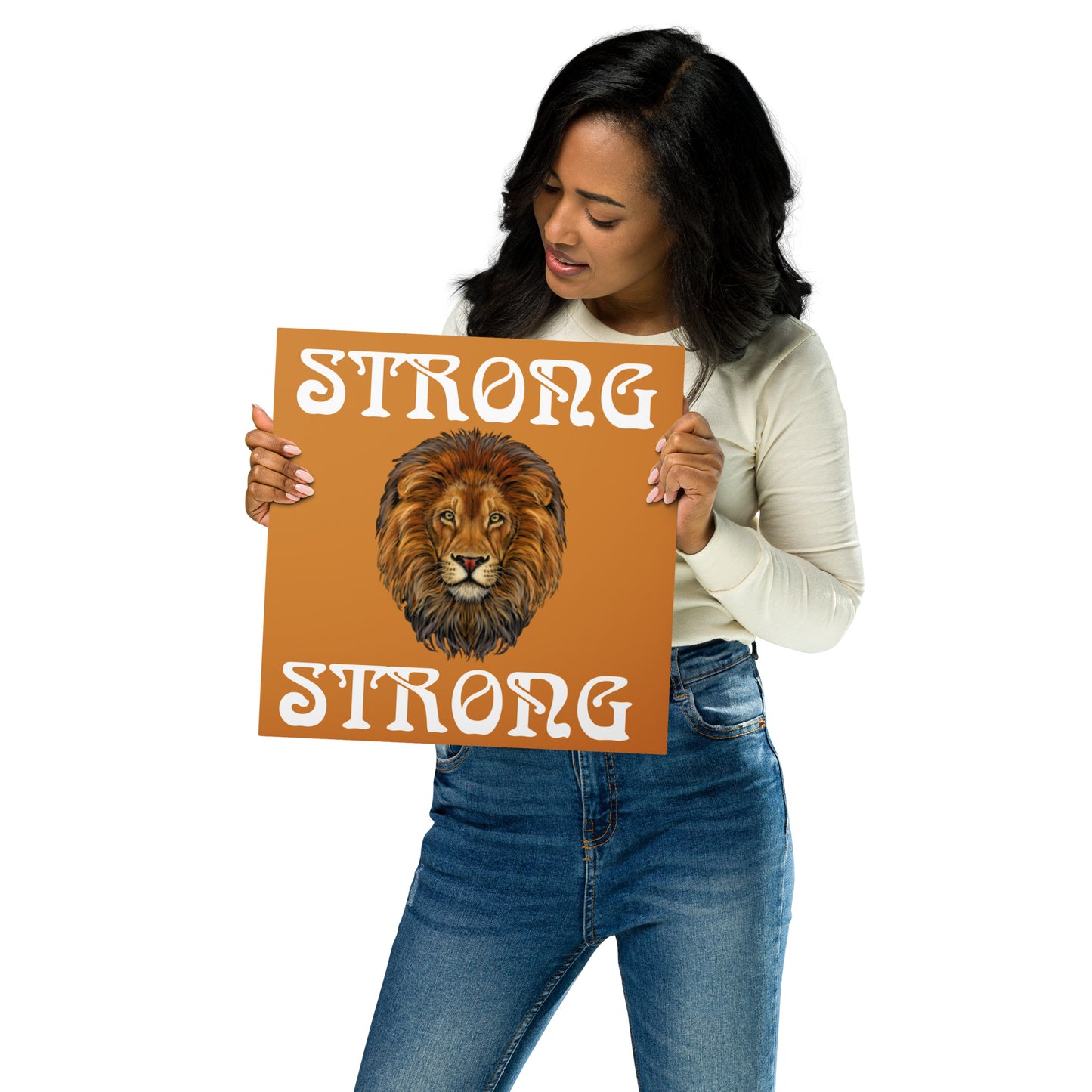 “STRONG”Bronze Metal Prints W/White Font
