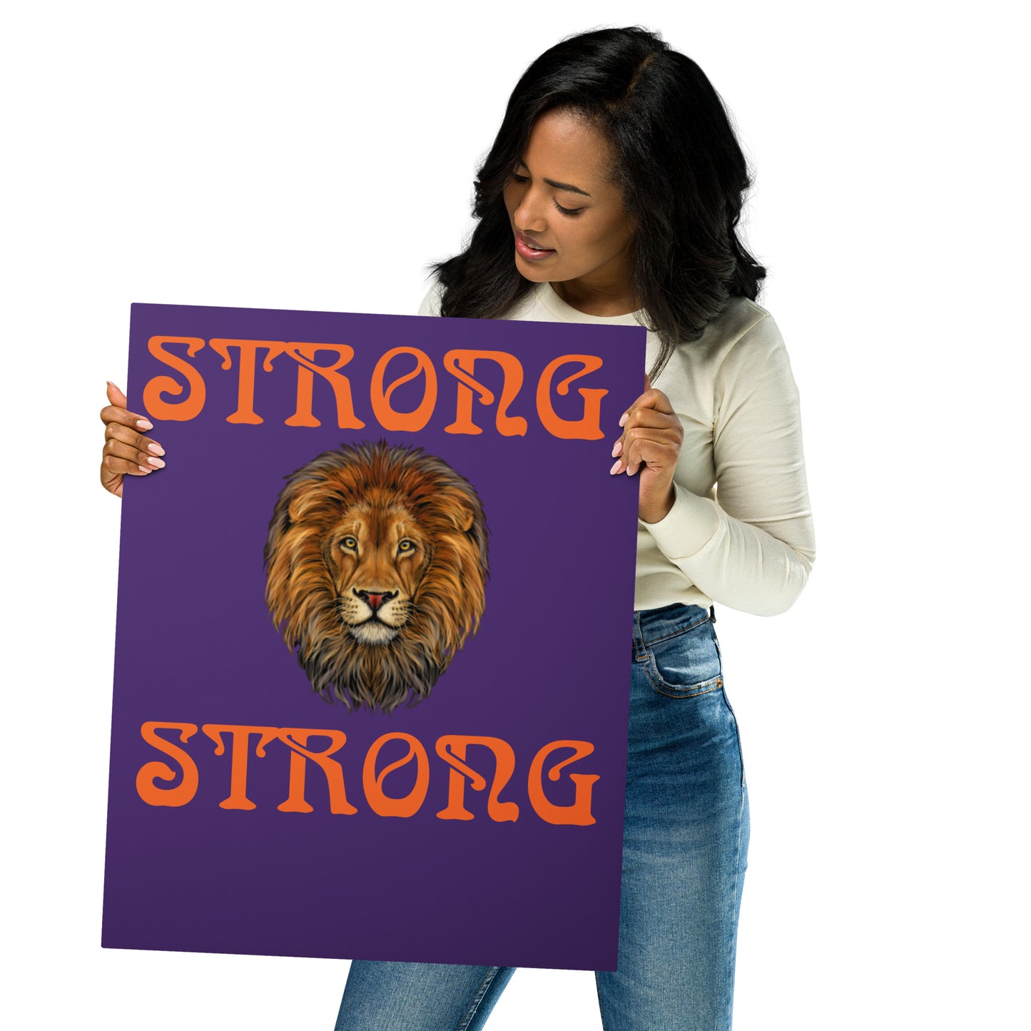“STRONG”Purple Metal Prints W/Orange Font