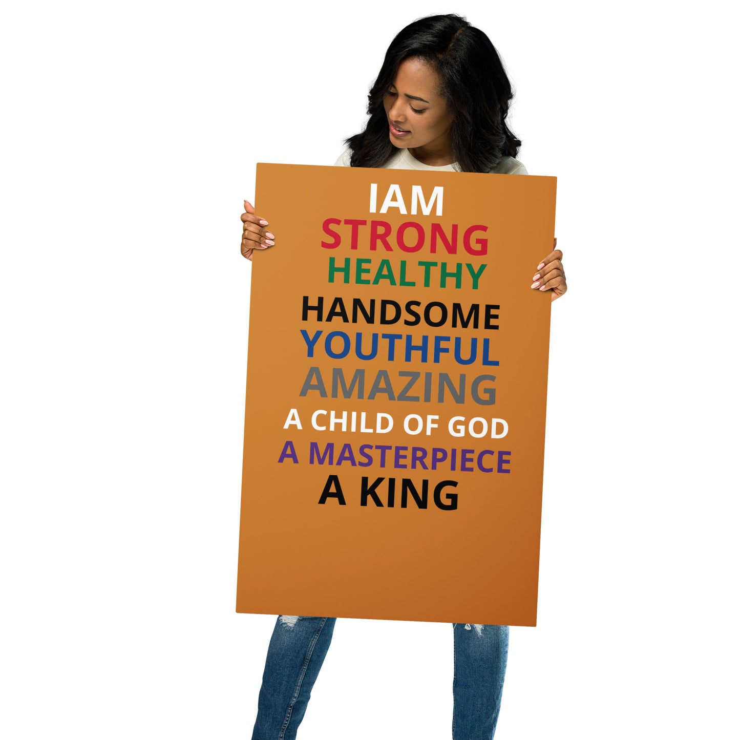 “King”Bronze Metal Prints W/Rainbow Font