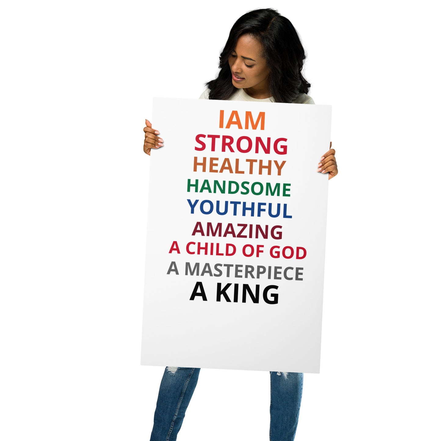 ”King”White Metal Prints W/Rainbow Font
