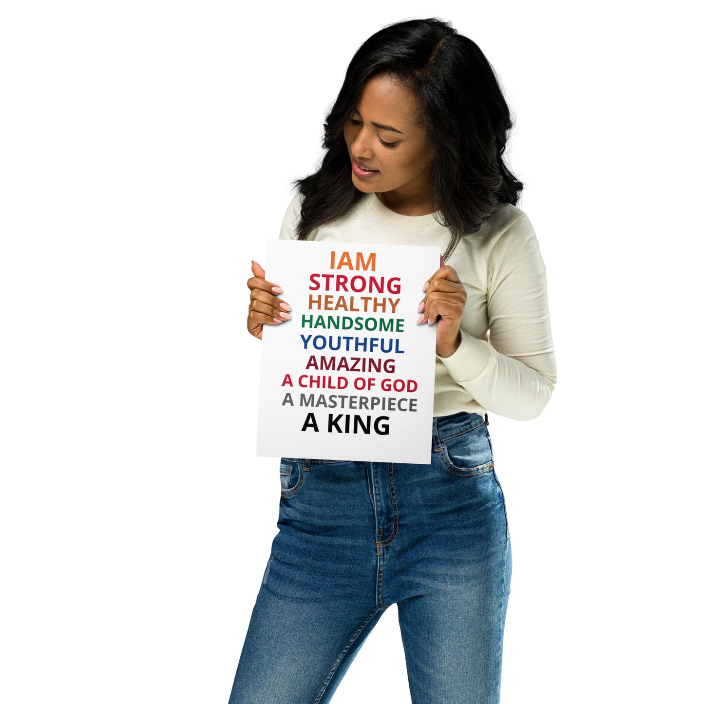 ”King”White Metal Prints W/Rainbow Font
