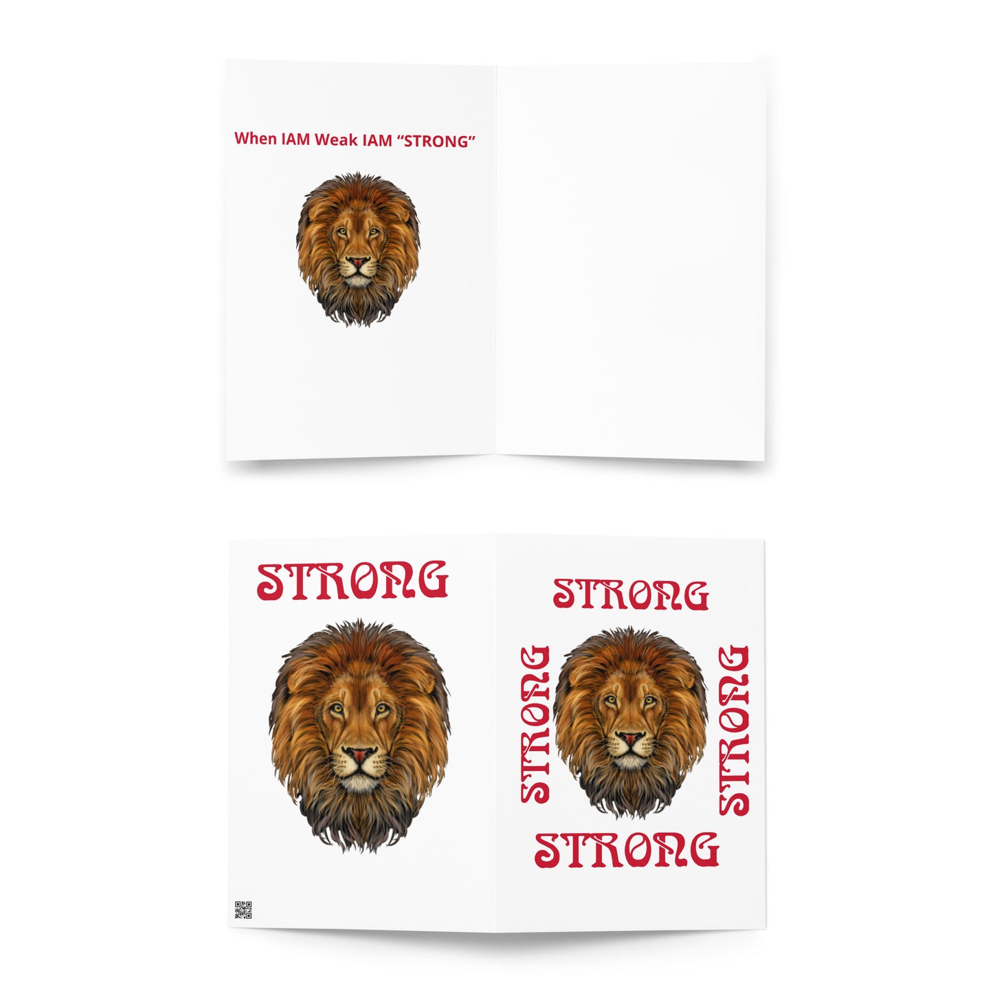 “STRONG”White Greeting Card W/Red Font