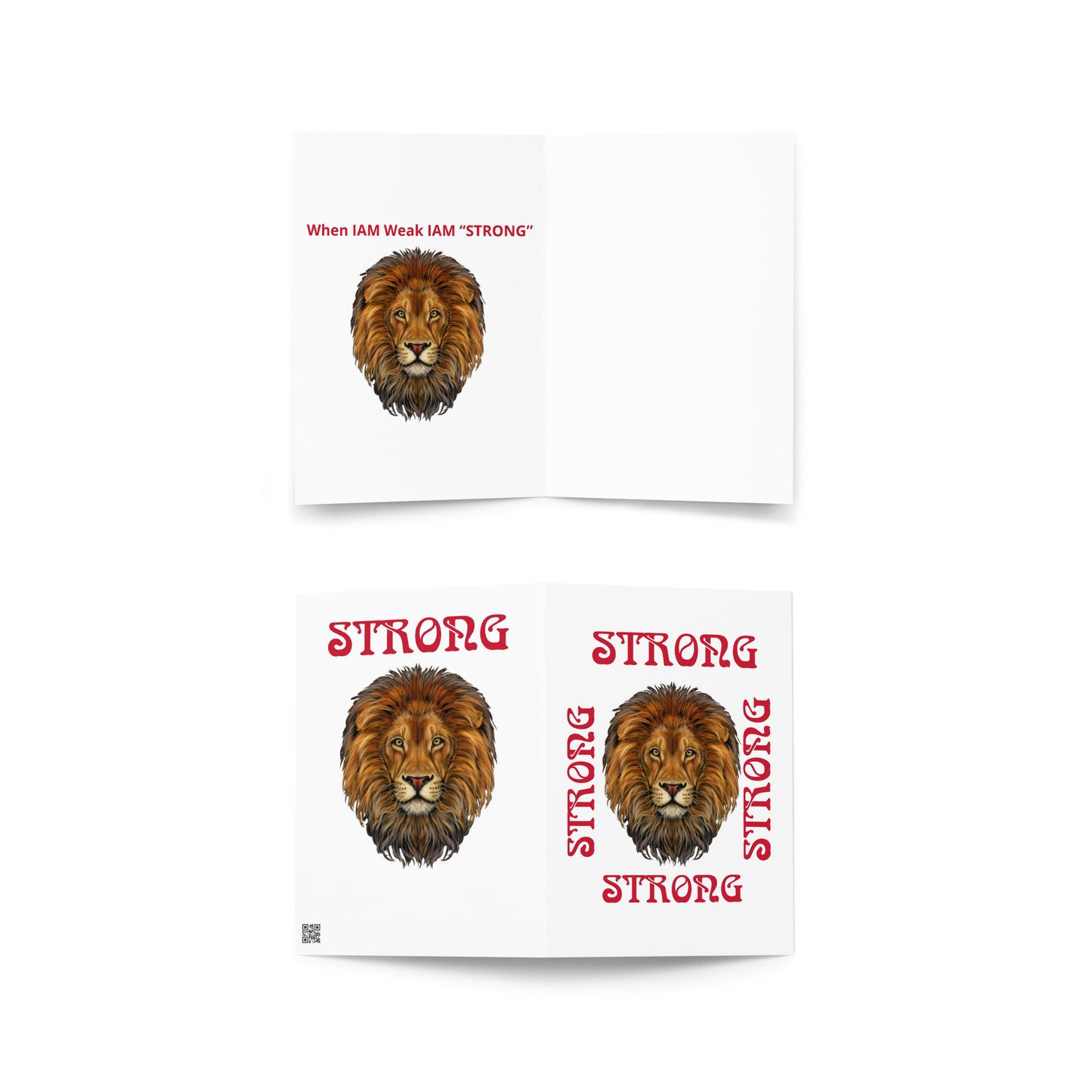 “STRONG”White Greeting Card W/Red Font