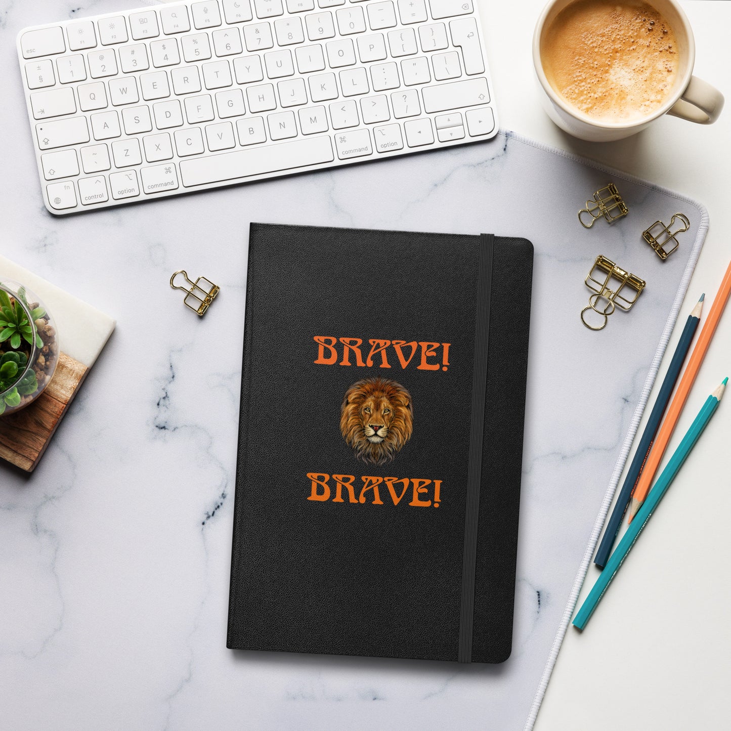 “BRAVE!”Hardcover Bound Notebook W/Orange Font