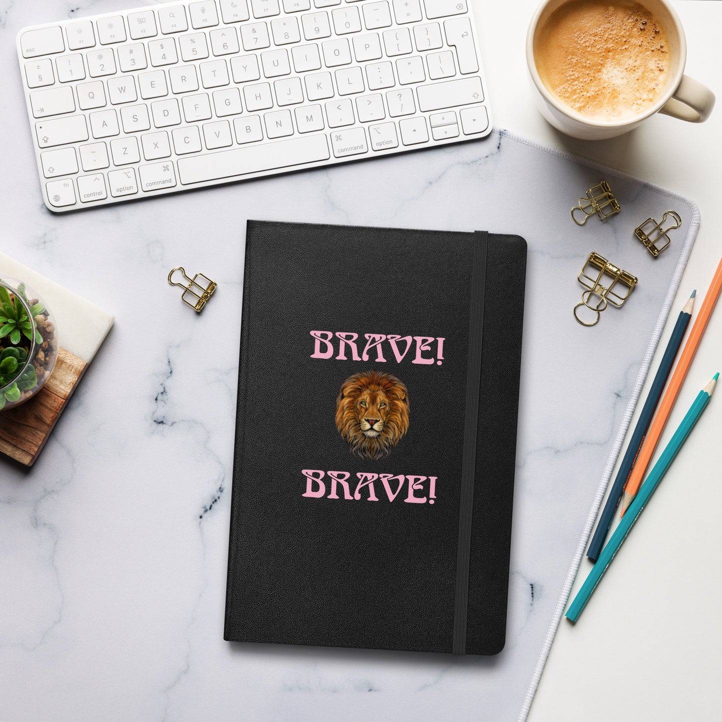“BRAVE!”Hardcover Bound Notebook W/Cotton Candy Font