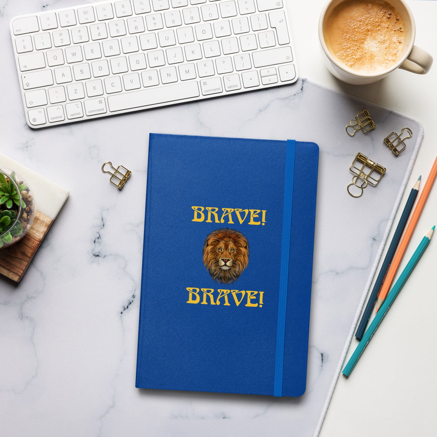 “BRAVE!”Hardcover Bound Notebook W/Yellow Font