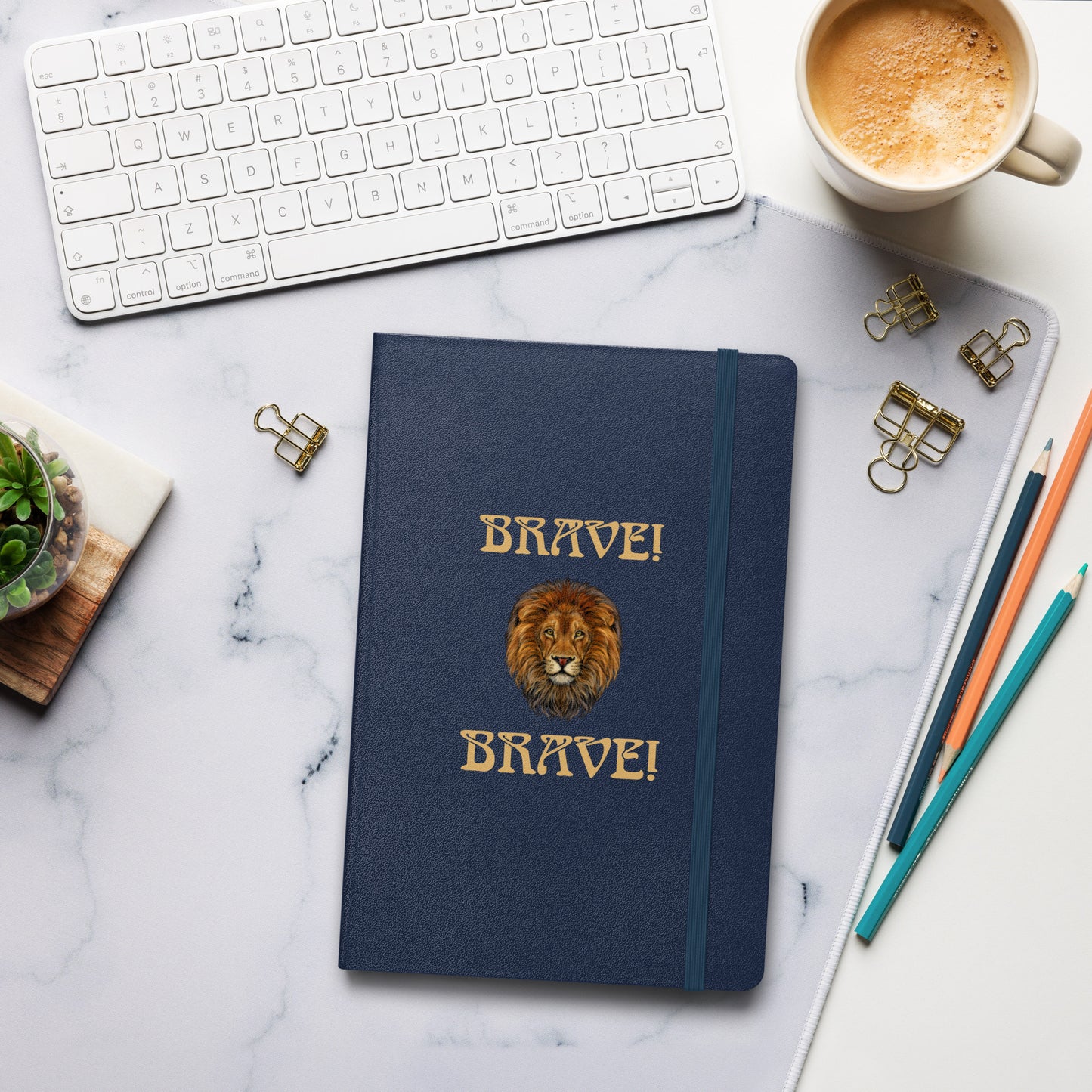 “BRAVE!”Hardcover Bound Notebook W/Fawn Font