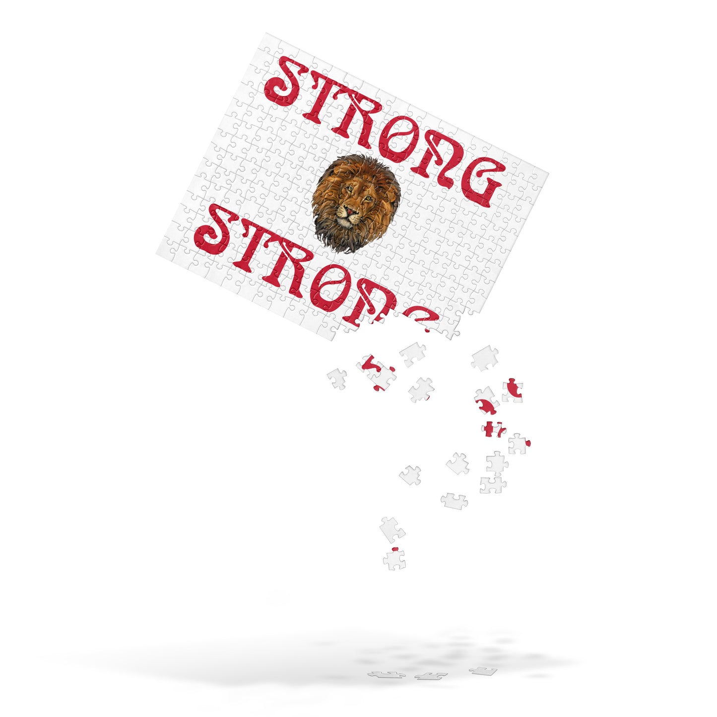 “STRONG”White Jigsaw Puzzle W/Red Font