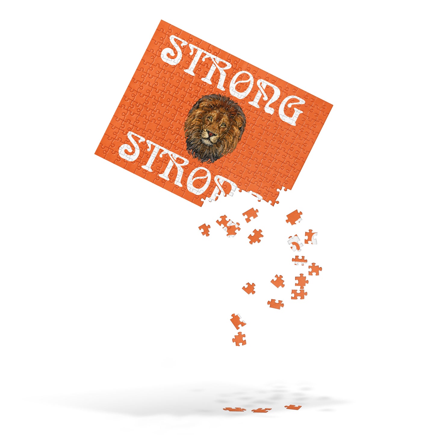 “STRONG”Orange Jigsaw Puzzle W/White Font