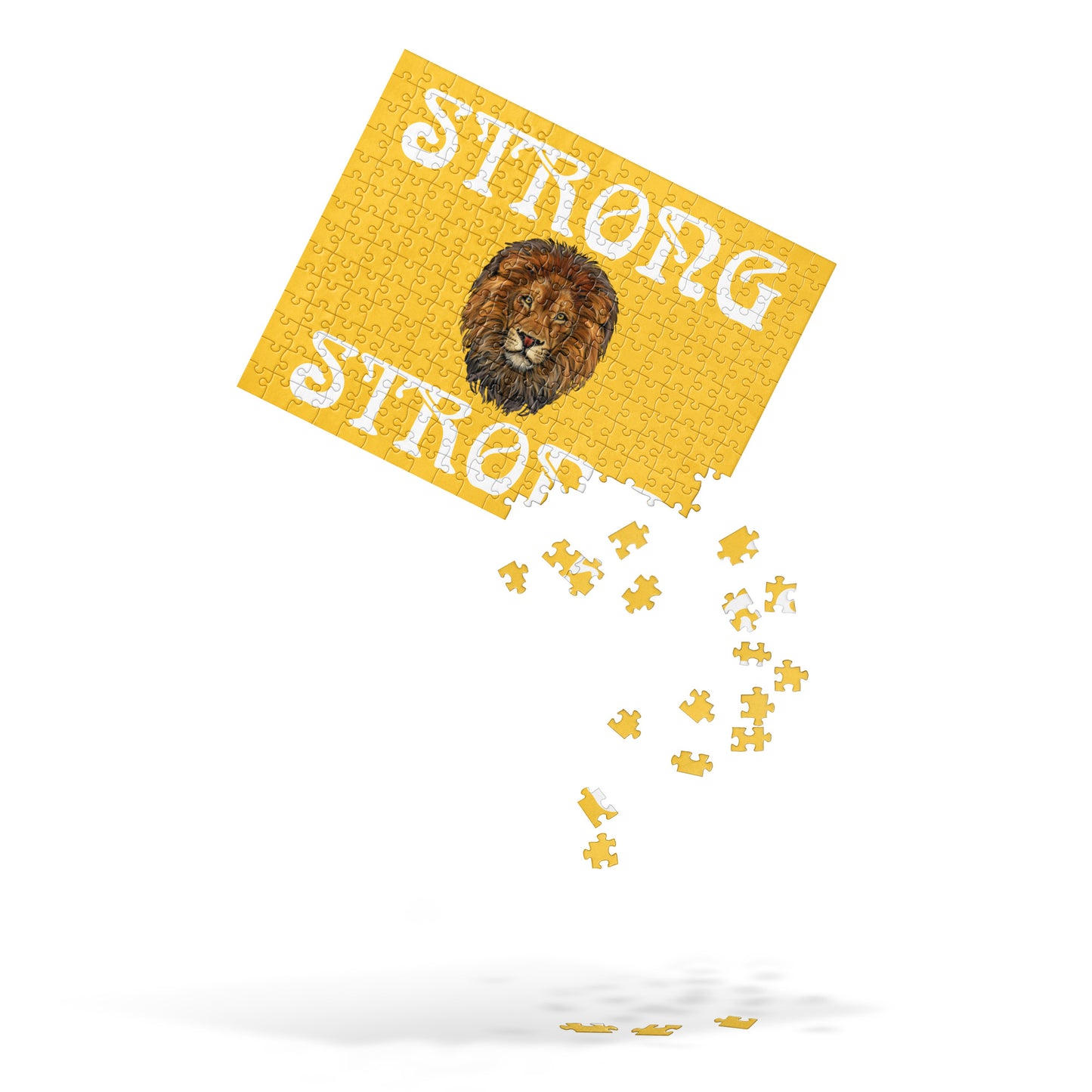“STRONG”Yellow Jigsaw Puzzle W/White Font