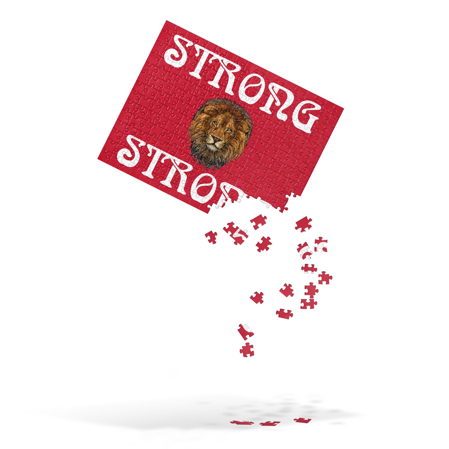 "STRONG"Red Jigsaw Puzzle W/White Font