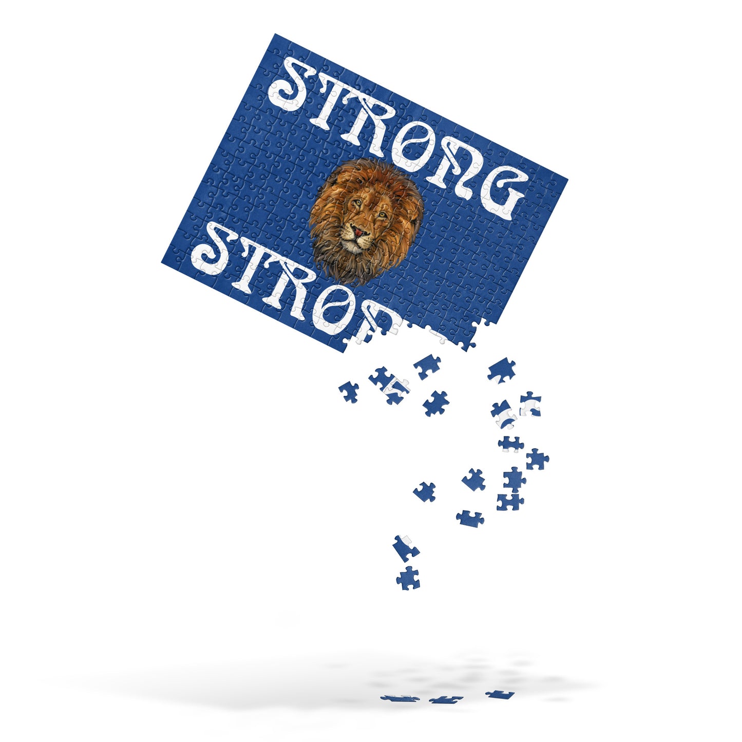 "STRONG"Blue Jigsaw Puzzle W/White Font