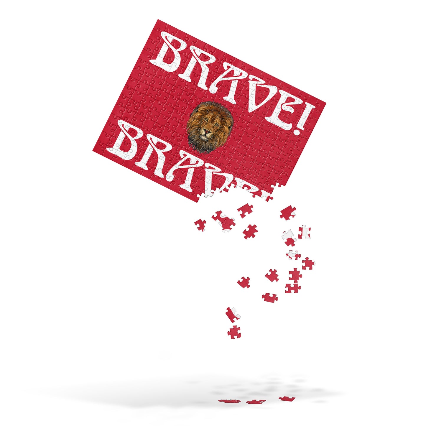 “BRAVE!”Red Jigsaw Puzzle W/White Font