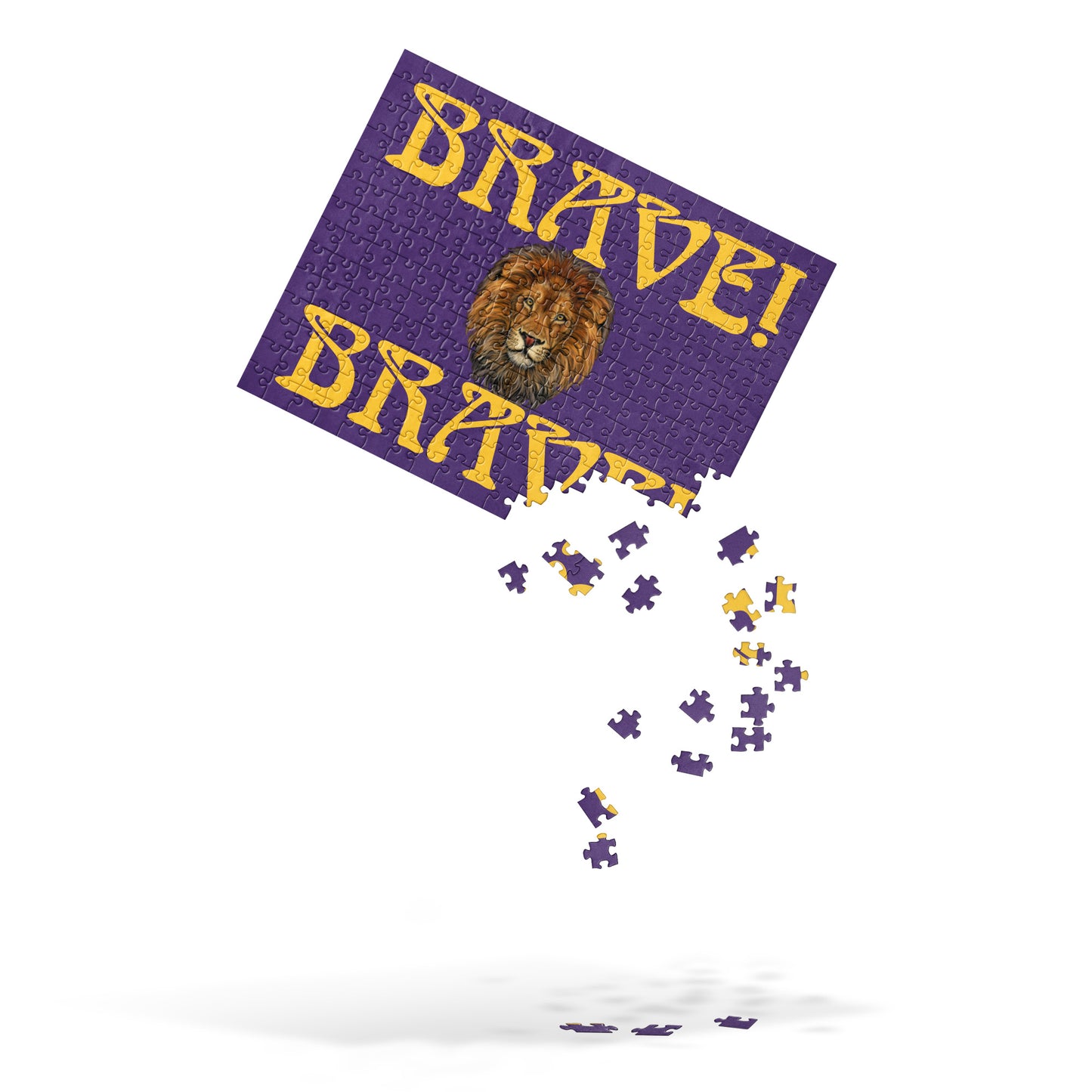 “BRAVE!”Purple Jigsaw Puzzle W/Yellow Font