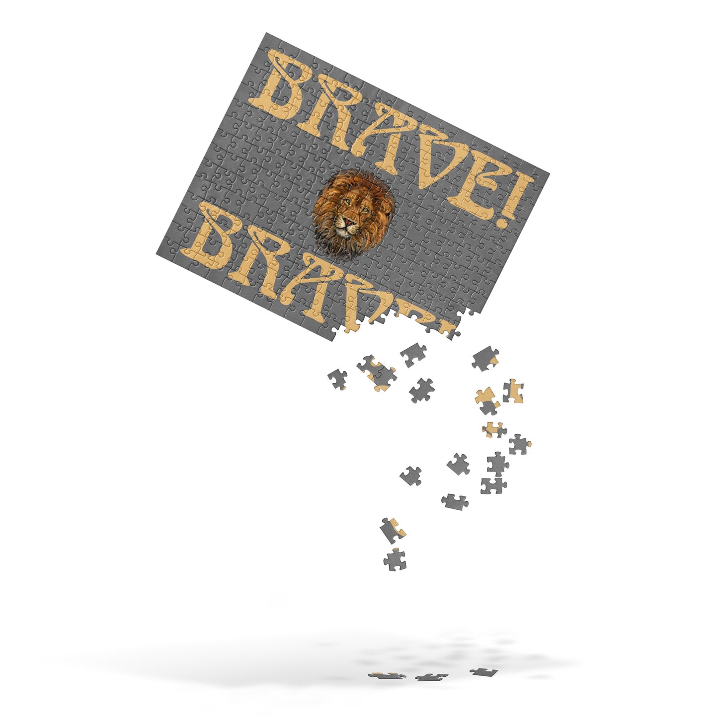 “BRAVE!”Grey Jigsaw Puzzle W/Fawn Font