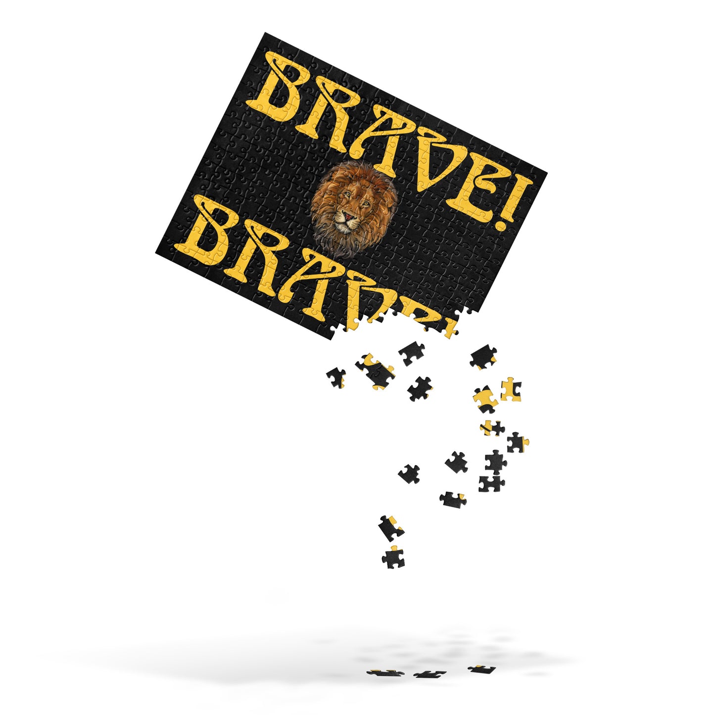 “BRAVE!”Black Jigsaw Puzzle W/Yellow Font