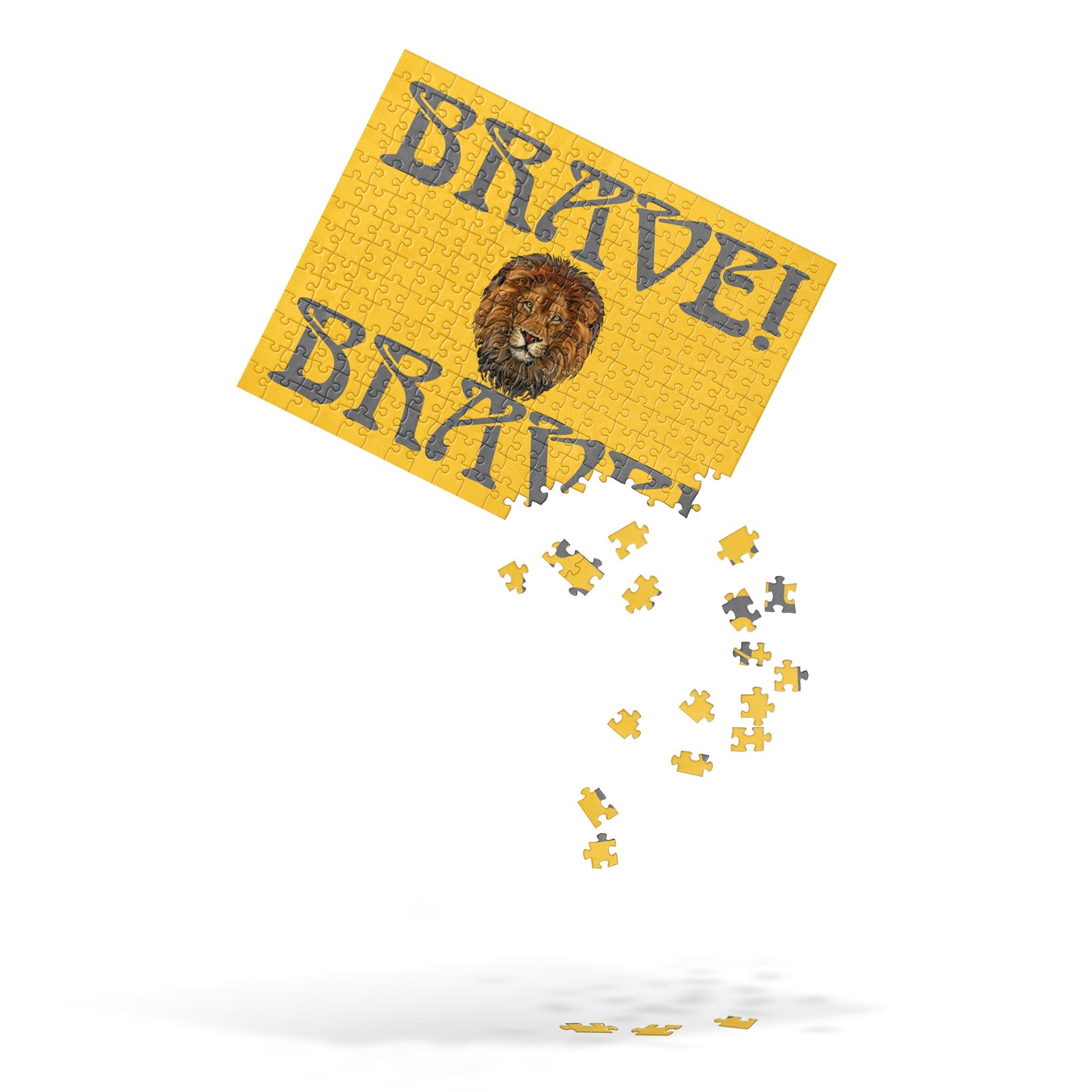 “BRAVE!”Yellow Jigsaw Puzzle W/Grey Font