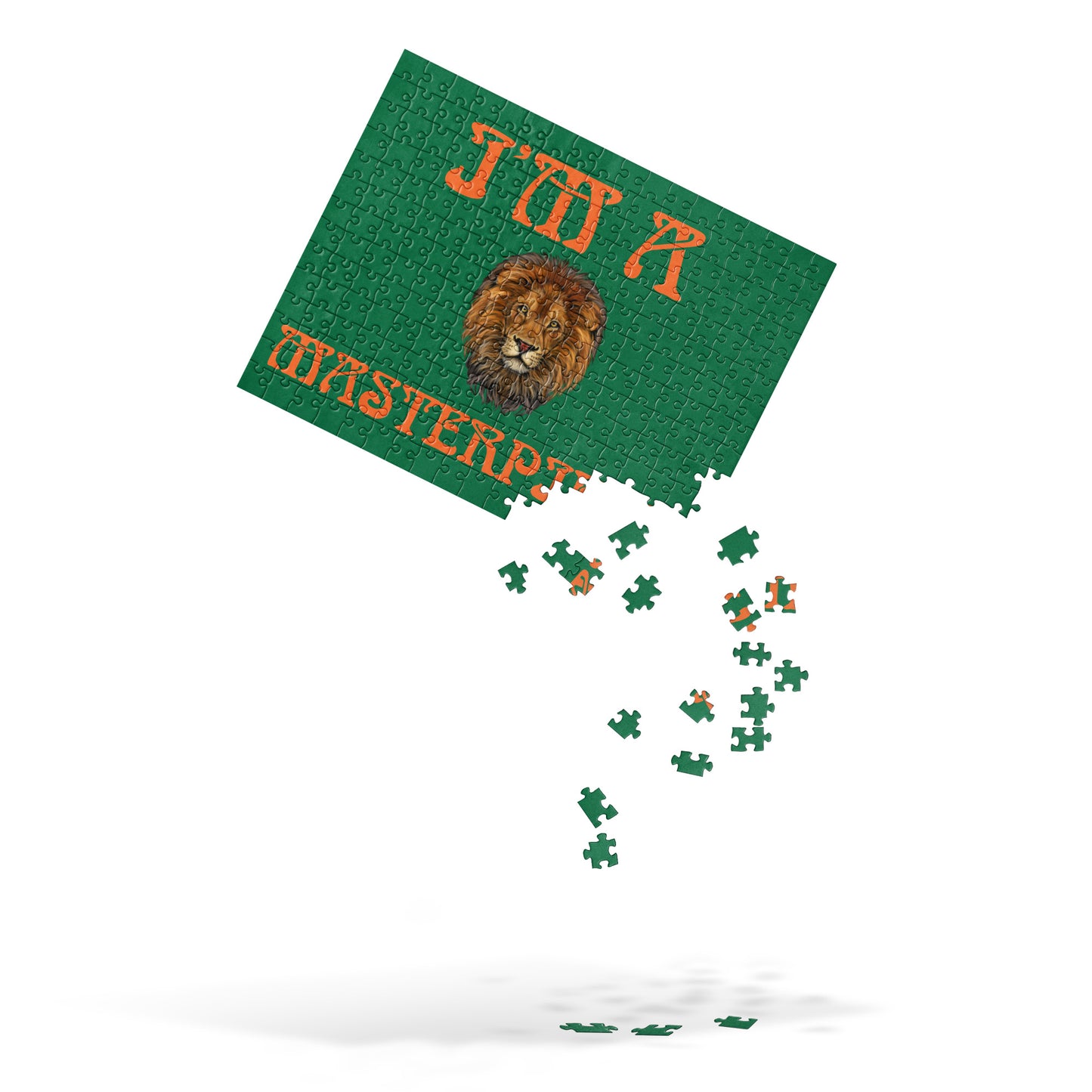 “I’M A MASTERPIECE!”Green Jigsaw Puzzle W/Orange Font