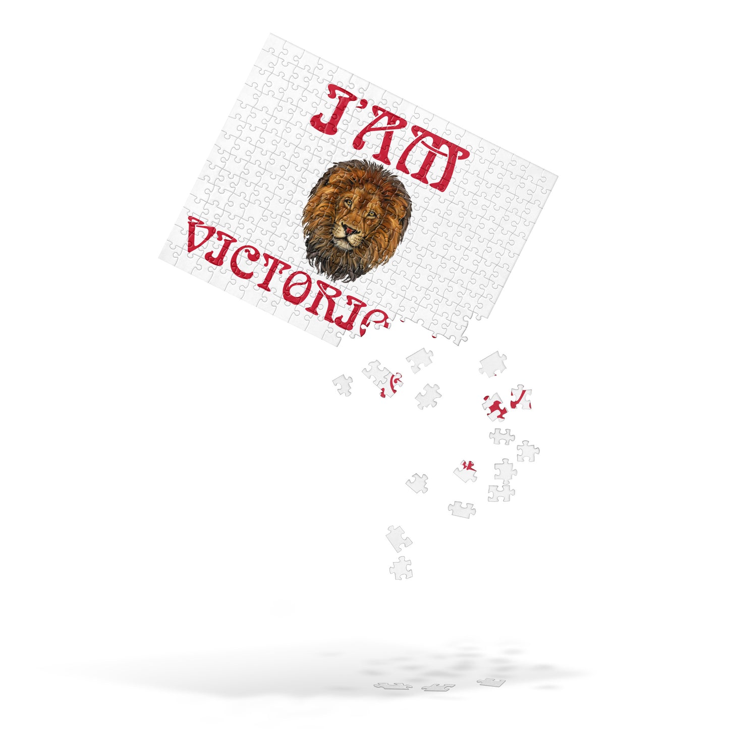 “I’AM VICTORIOUS!”White Jigsaw Puzzle W/Red Font