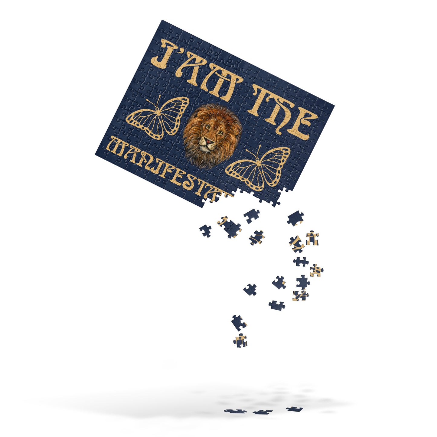 “I’AM THE MANIFESTATION!”Navy Jigsaw Puzzle W/Fawn Font