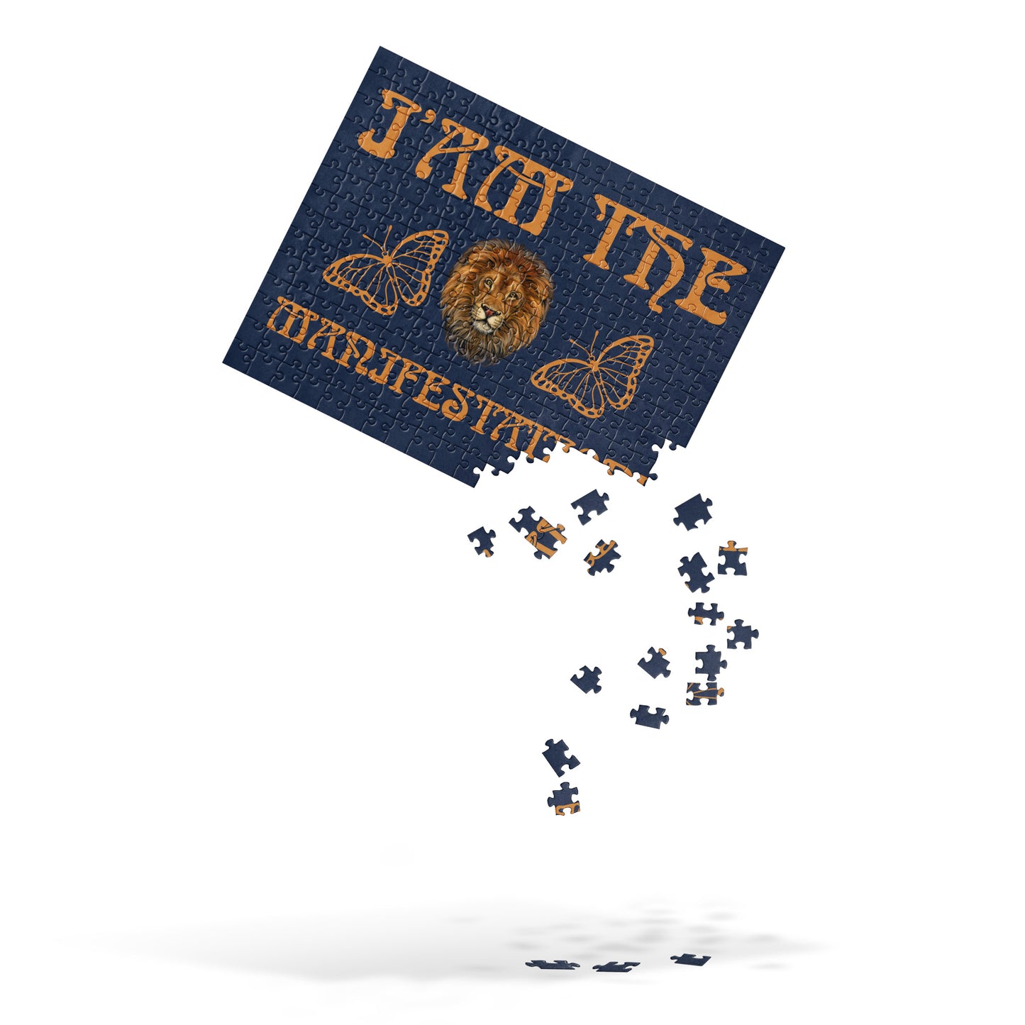 “I’AM THE MANIFESTATION!”Navy Jigsaw Puzzle W/Bronze Font