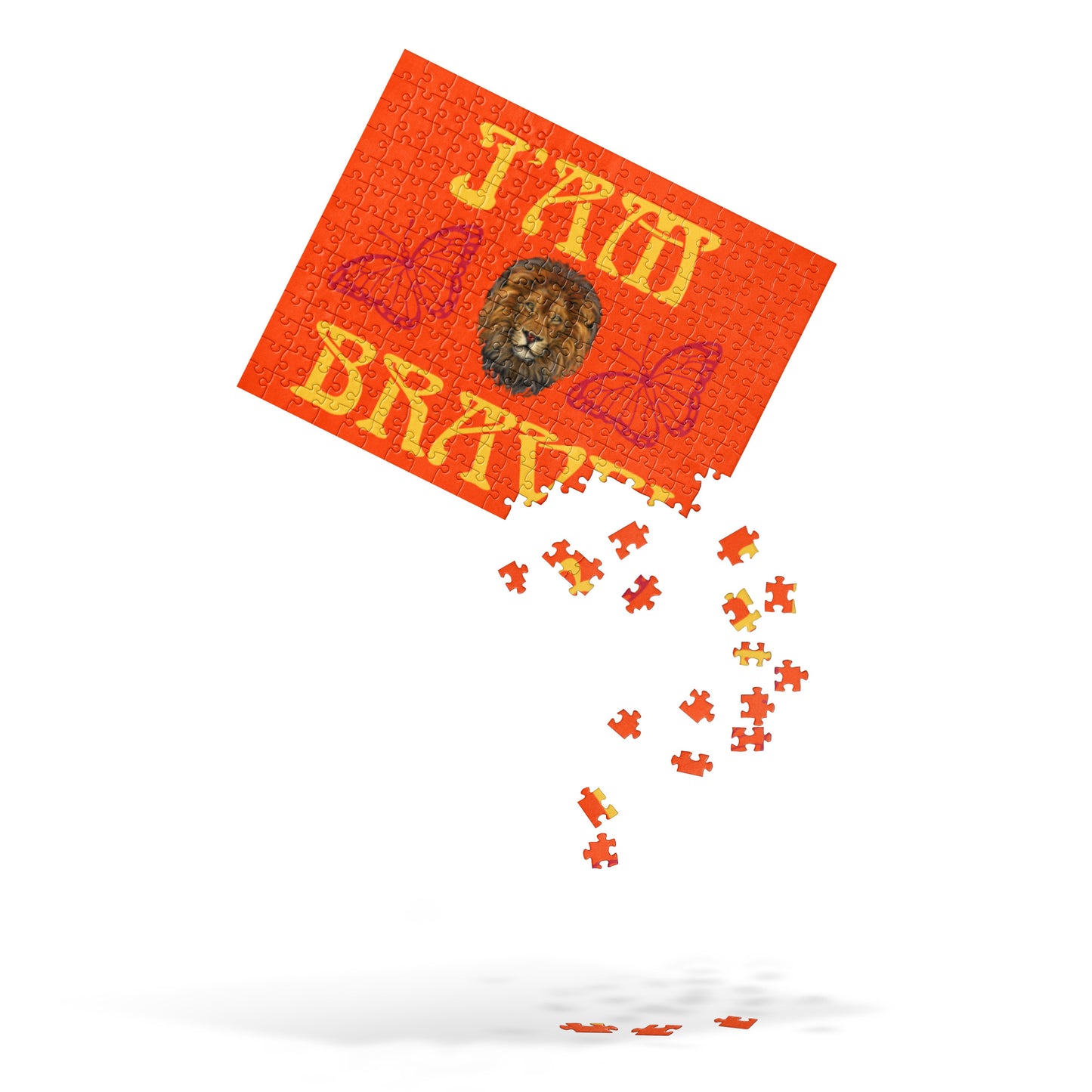 “I’AM BRAVE!” Light Orange Jigsaw Puzzle W/Yellow Font