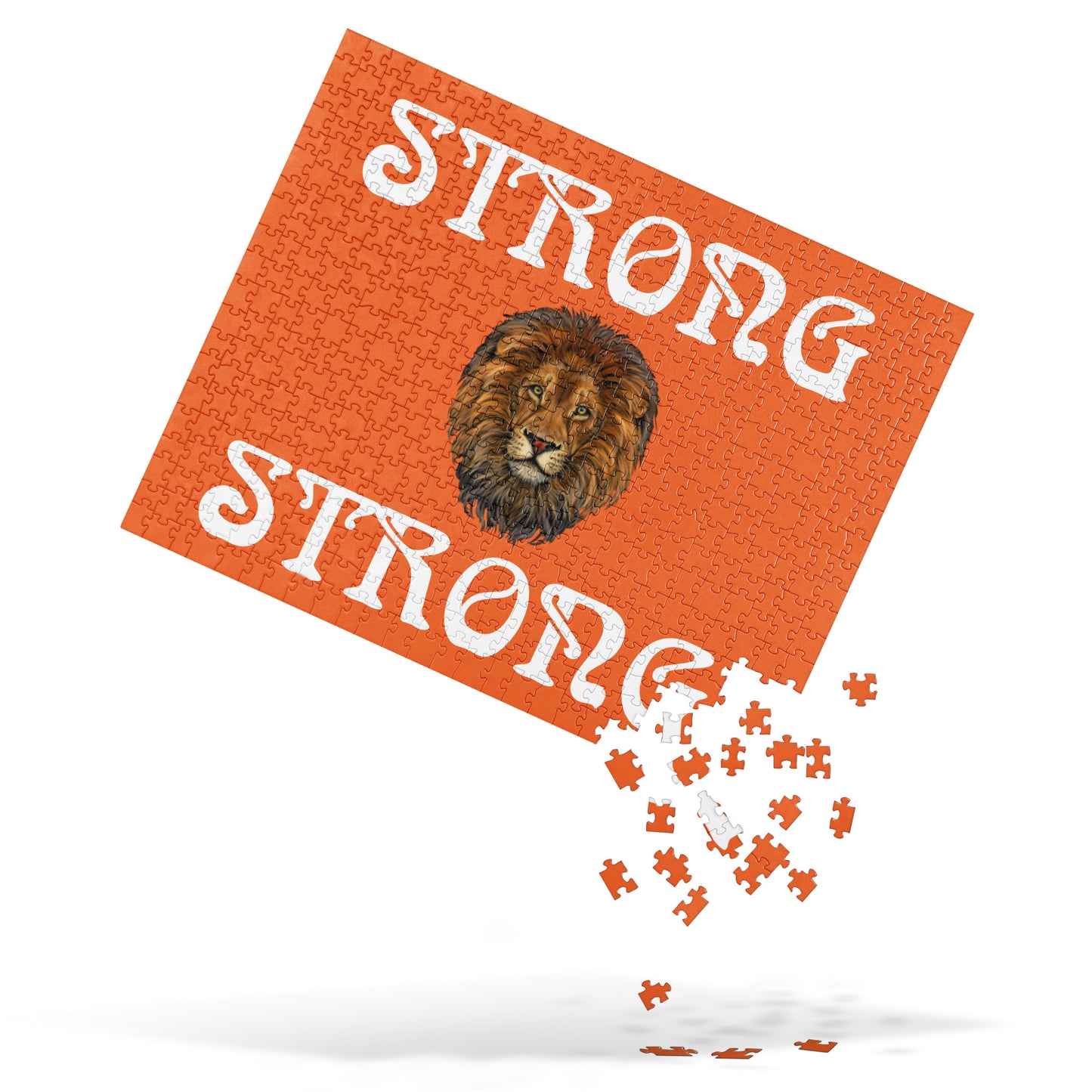 “STRONG”Orange Jigsaw Puzzle W/White Font