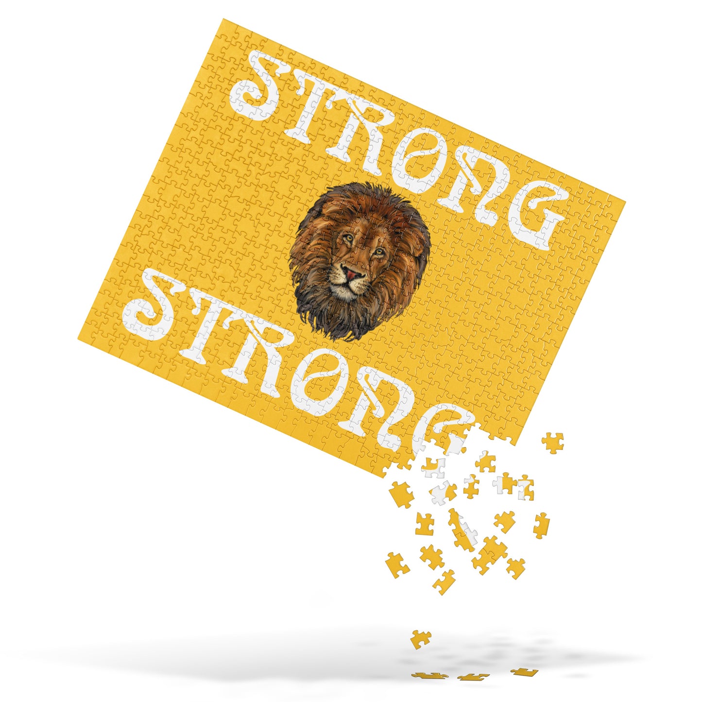 “STRONG”Yellow Jigsaw Puzzle W/White Font